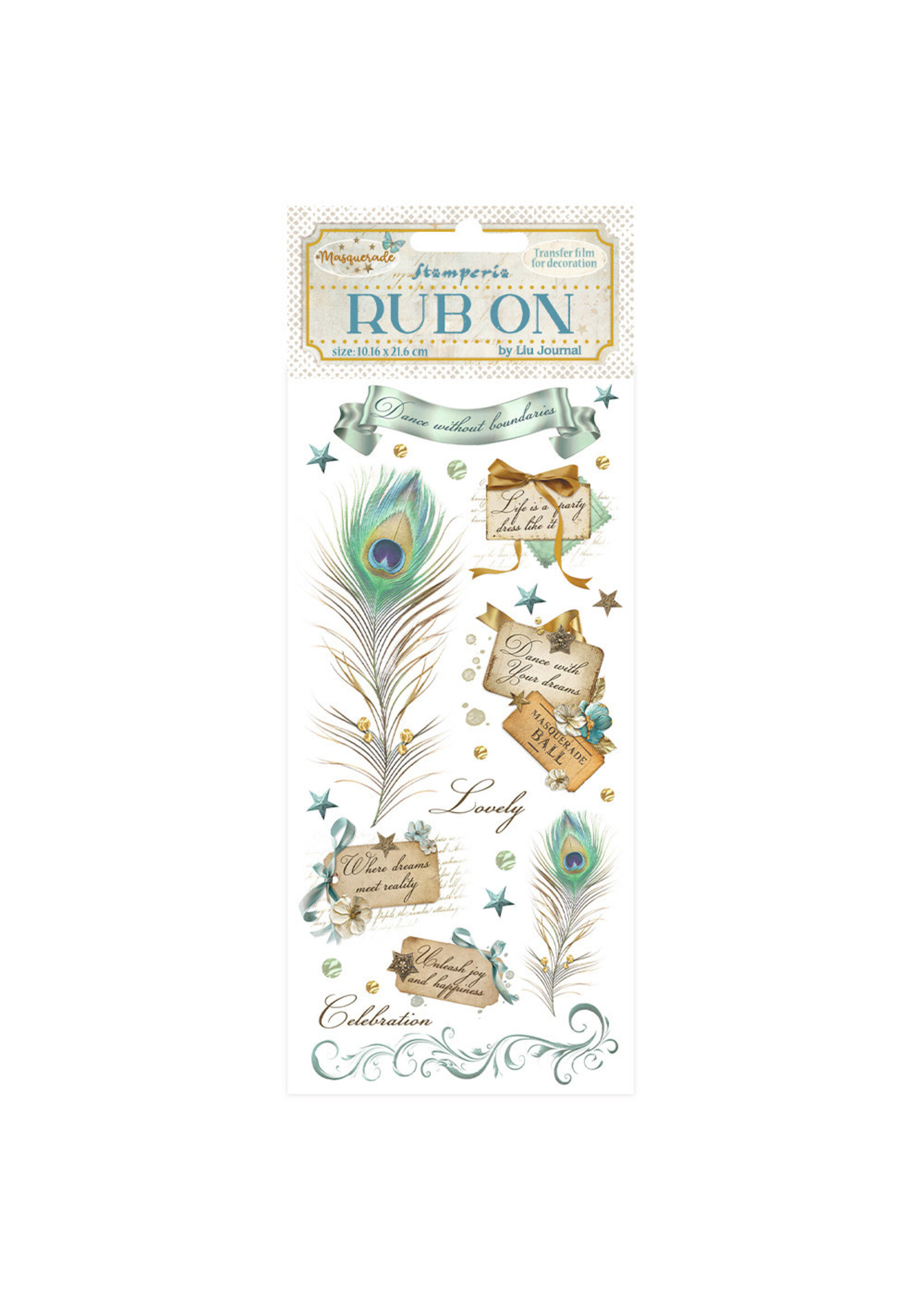 Rub-on cm 10,16x21,6 - Gemaskerde veren CME-code: DFLRB140