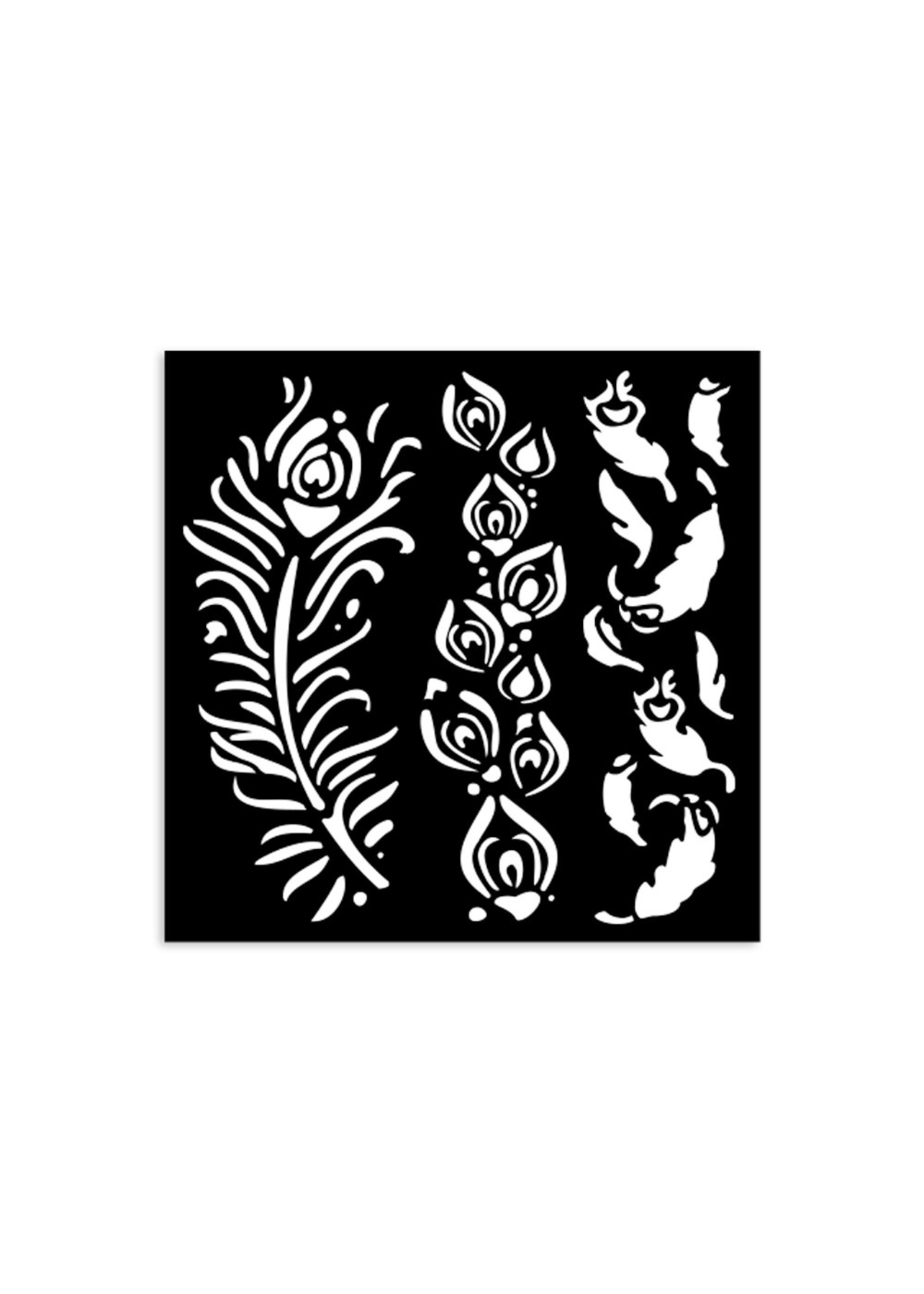 Dik stencil cm 12X12 - Maskerade veren CME-code: KSTDS13