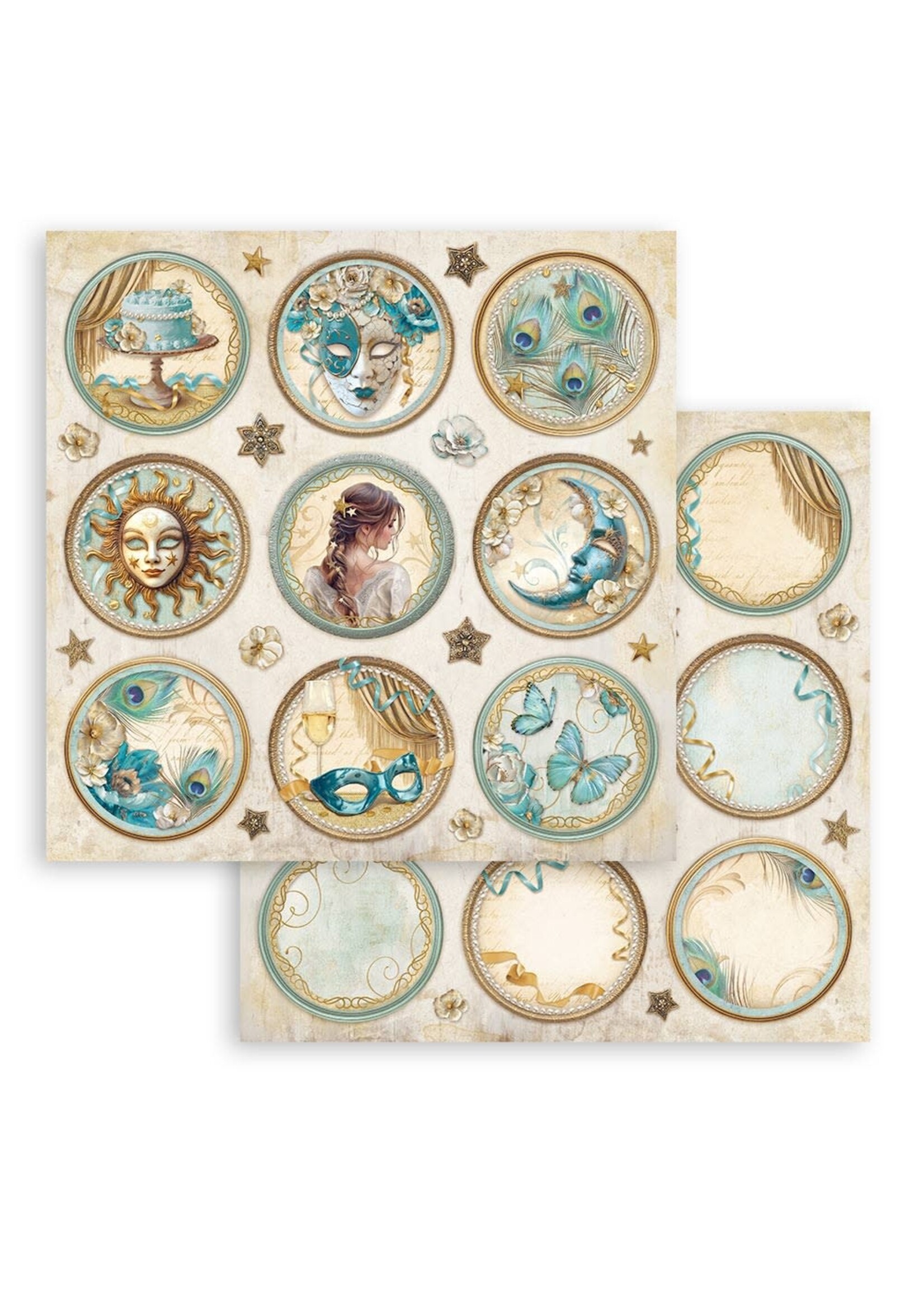 Scrapbooking dubbelzijdig blad - Maskerade rondes CME-code: SBB1047