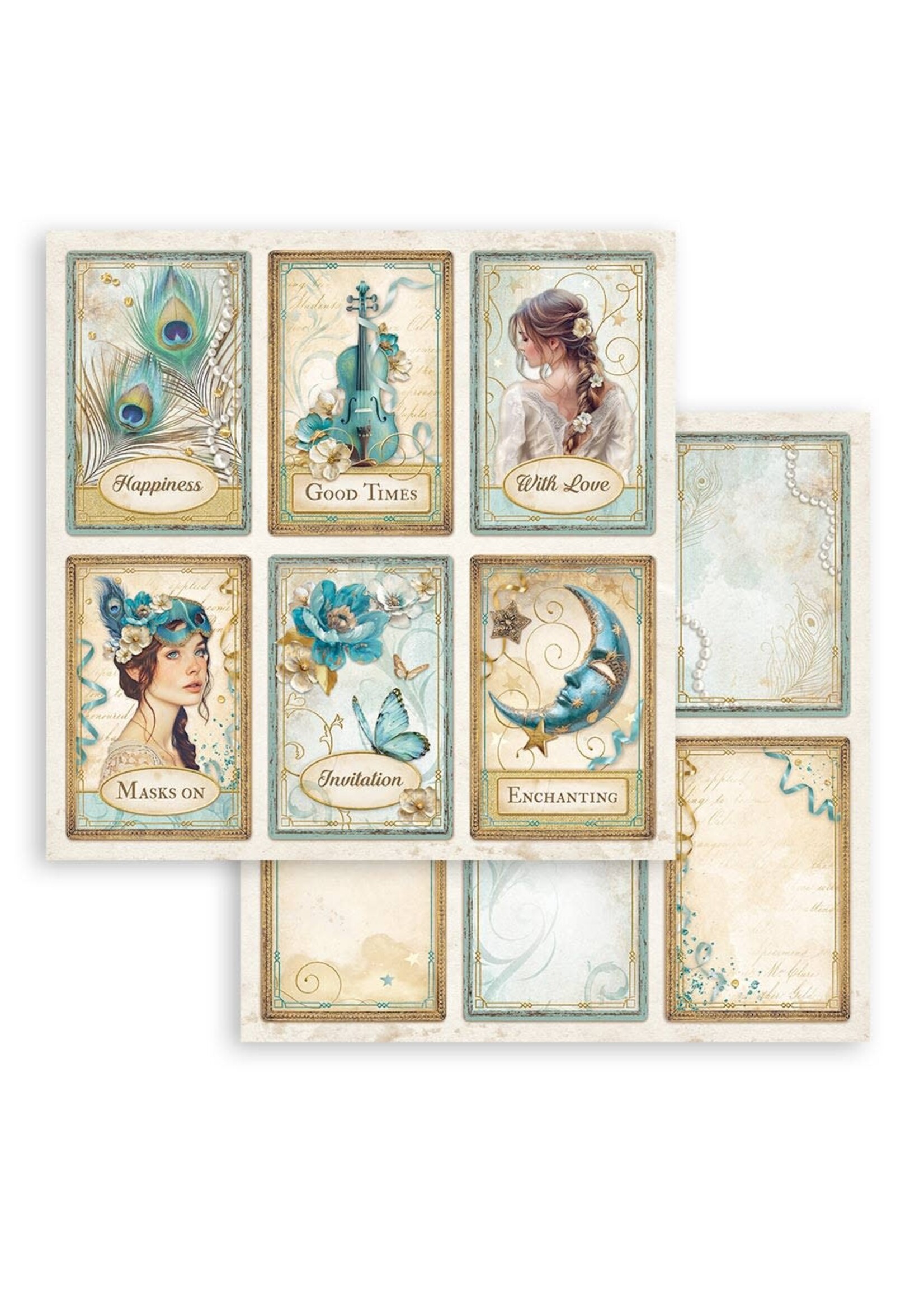 Scrapbooking dubbelzijdig blad - maskerade 6 kaarten CME-code: SBB1045