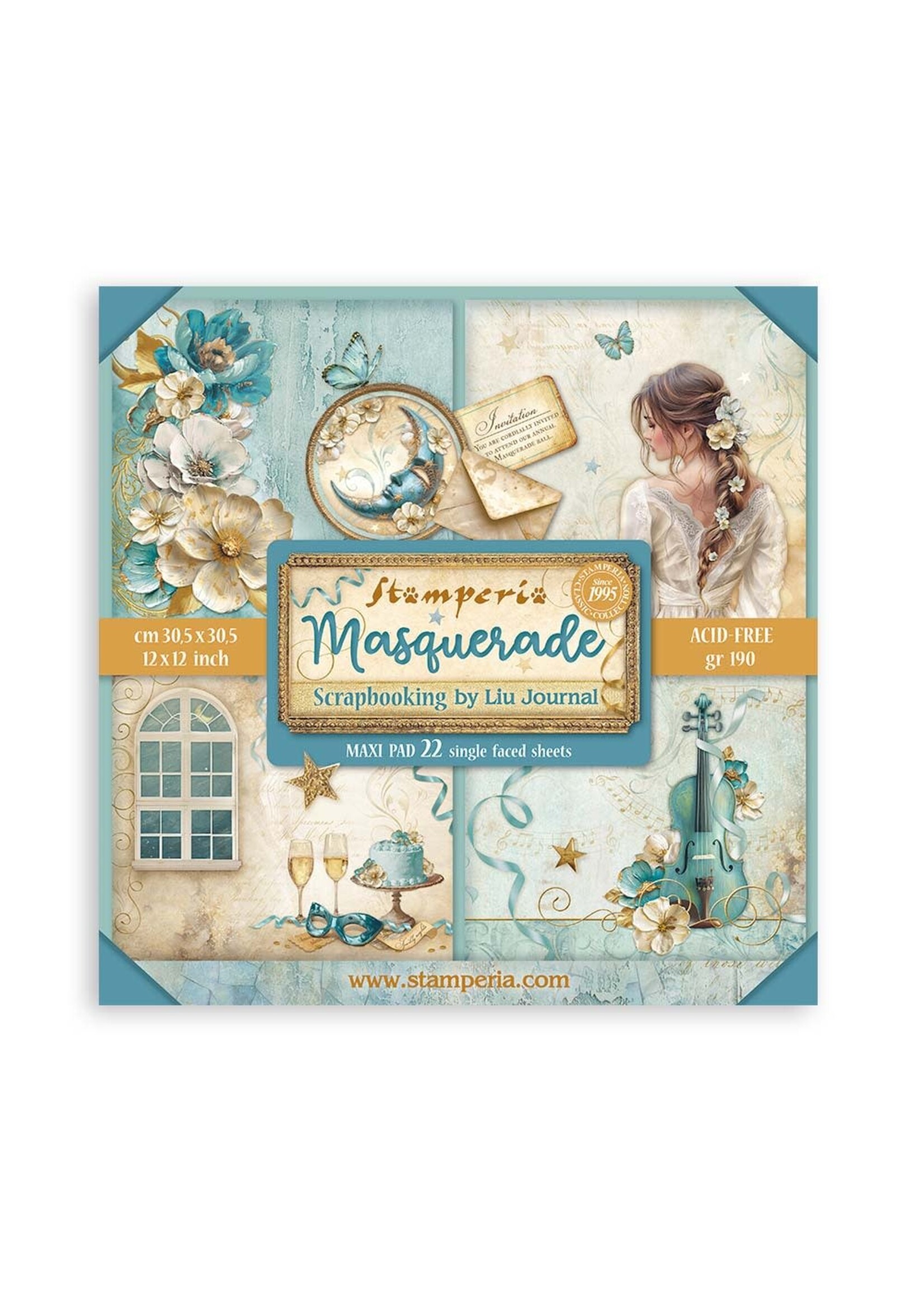 Scrapbooking Pad 22 vellen cm 20,3X20,3 (8"X8") Single Face Masquerade CME-code: SBBSXB08