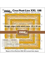 Crealies • Crea-Nest-Lies XXL Snijmal Vierkanten met Ruwe Randen en Stiklijn CrealiesCLNESTXXL128