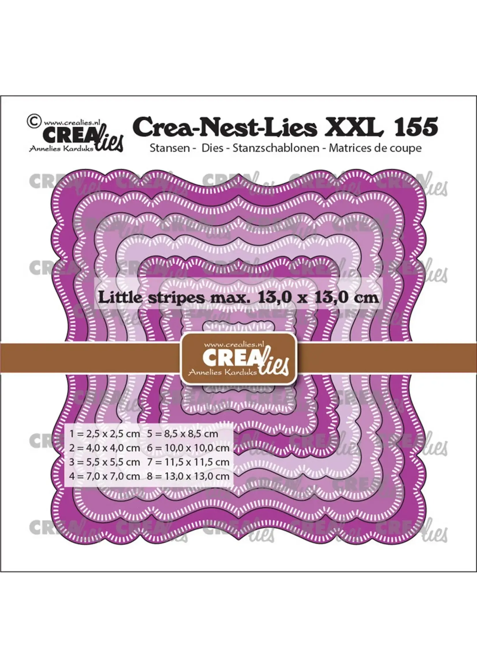 Crealies • Crea-Nest-Lies XXL Snijmal Fantasievierkant A Met Kleine Streepjes CrealiesCLNESTXXL155