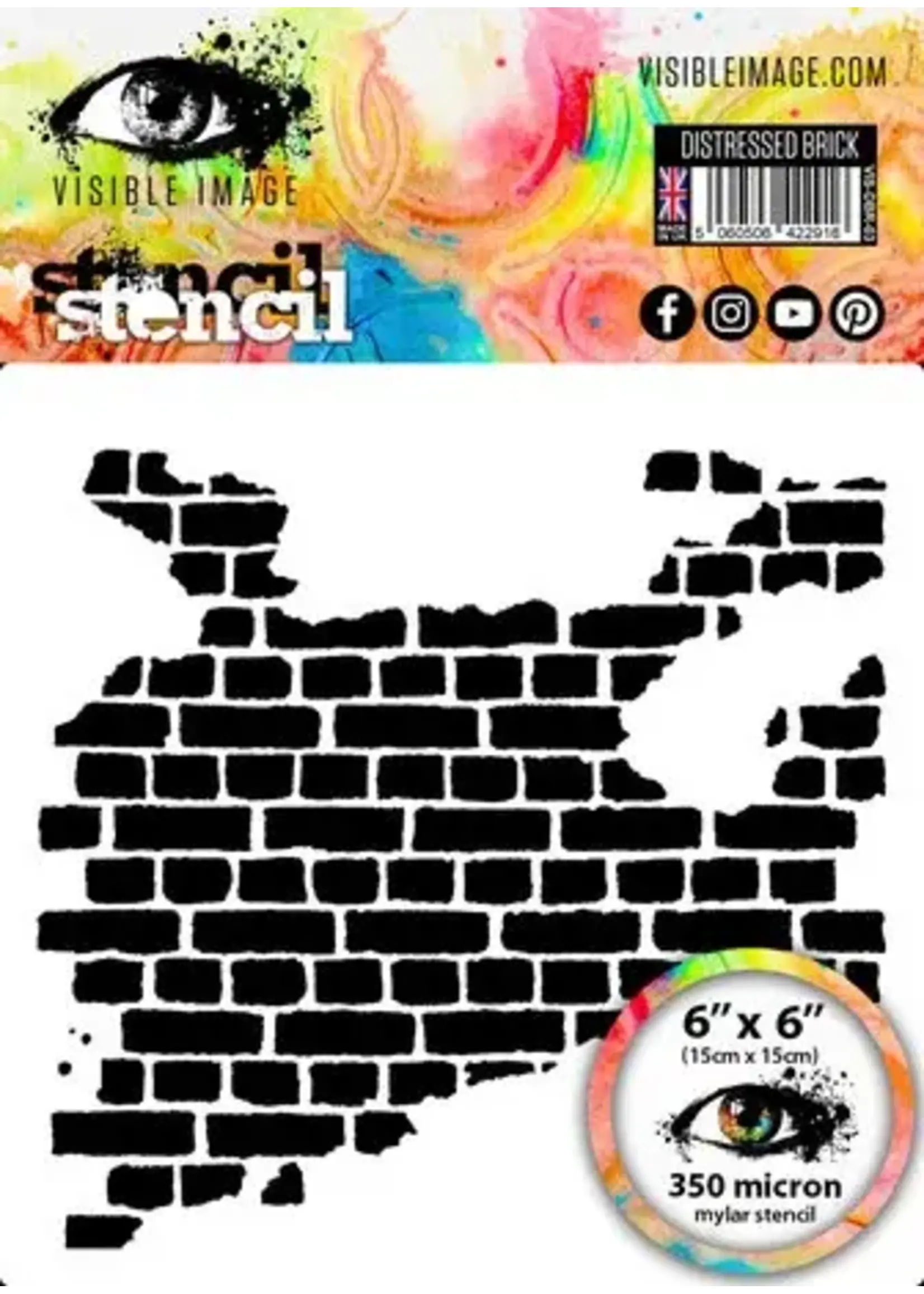 Distressed Brick 6x6 Inch Stencil (VIS-DBR-03)