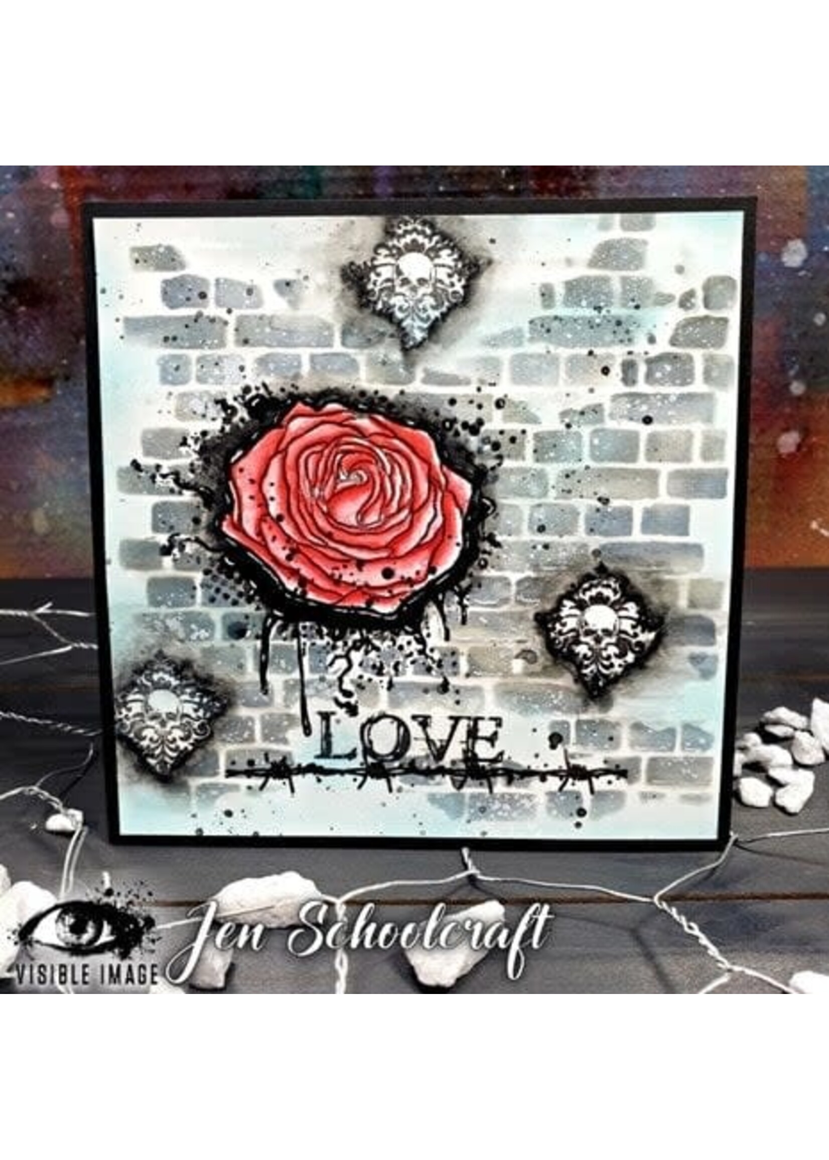 Distressed Brick 6x6 Inch Stencil (VIS-DBR-03)