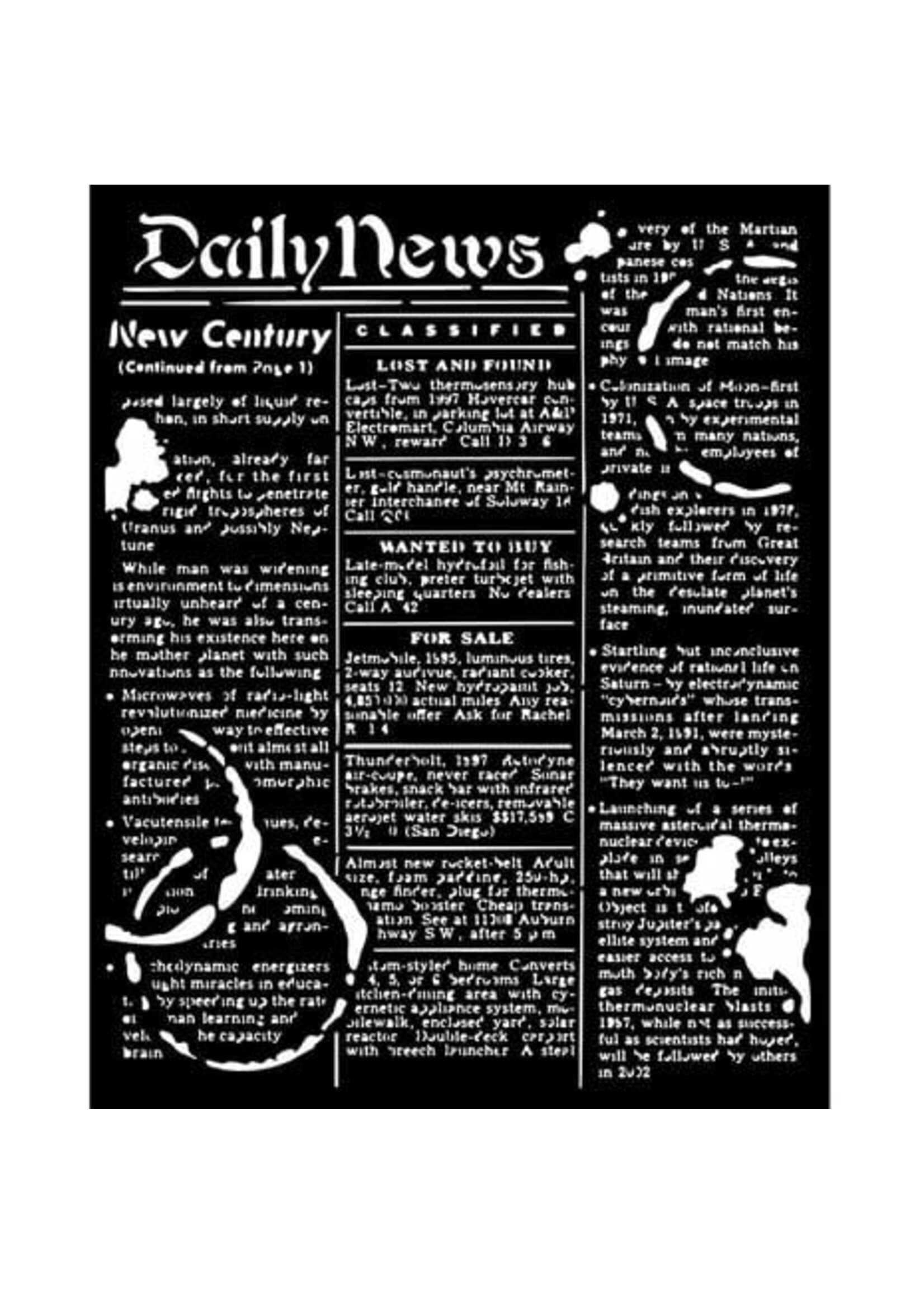 Coffee and Chocolate Thick Stencil 20x25cm Daily News (KSTD149)