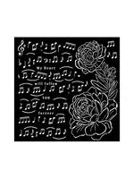 Precious Thick Stencil 18x18cm Music and Peony (KSTDQ95)