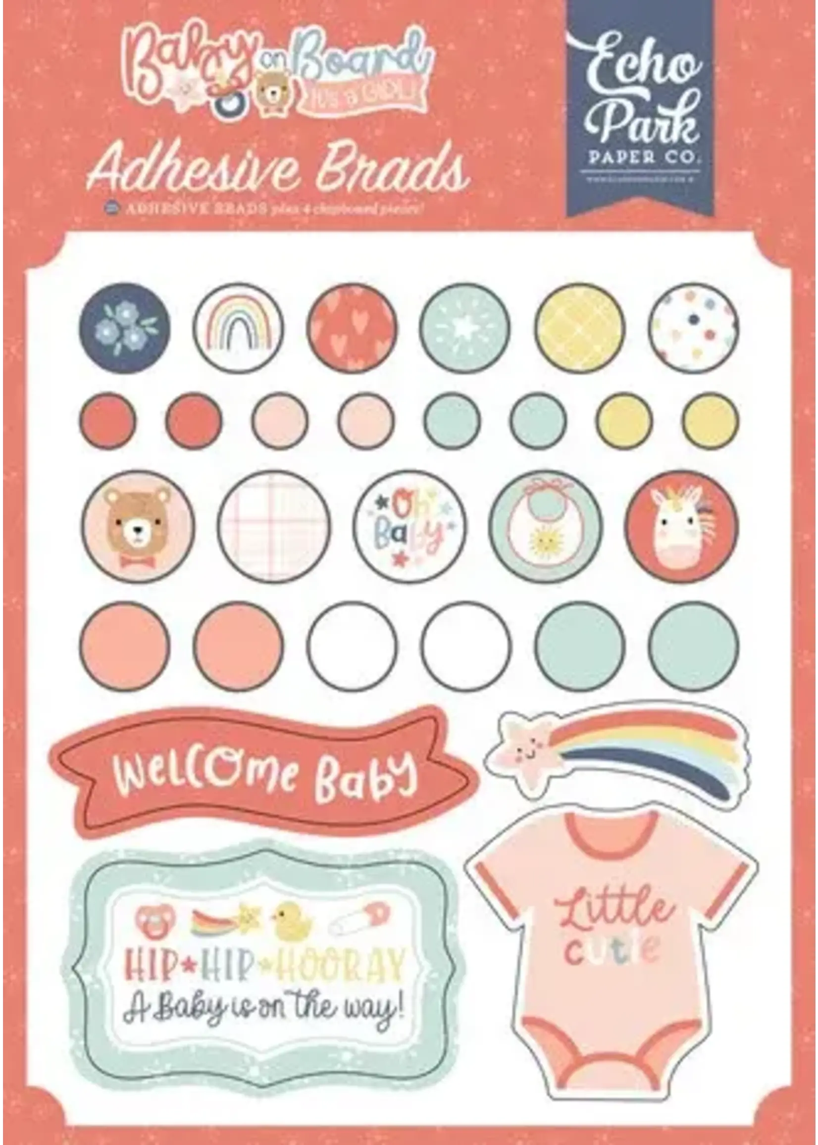 Baby On Board It's a Girl! Adhesive Brads (BOG414020)