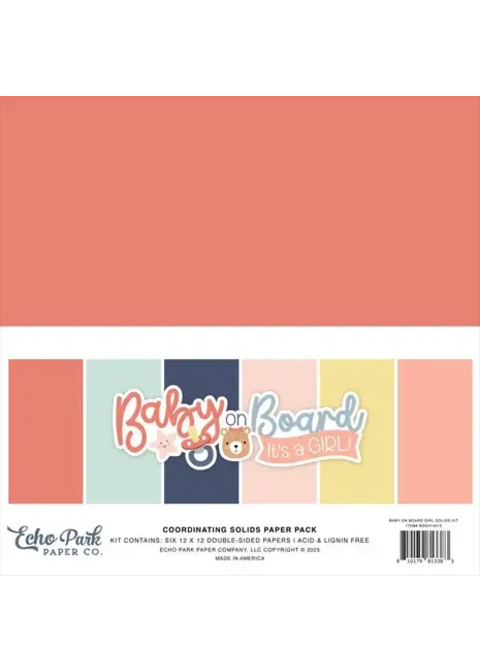 Baby On Board It's a Girl! 12x12 Inch Coordinating Solids Paper Pad (BOG414015)