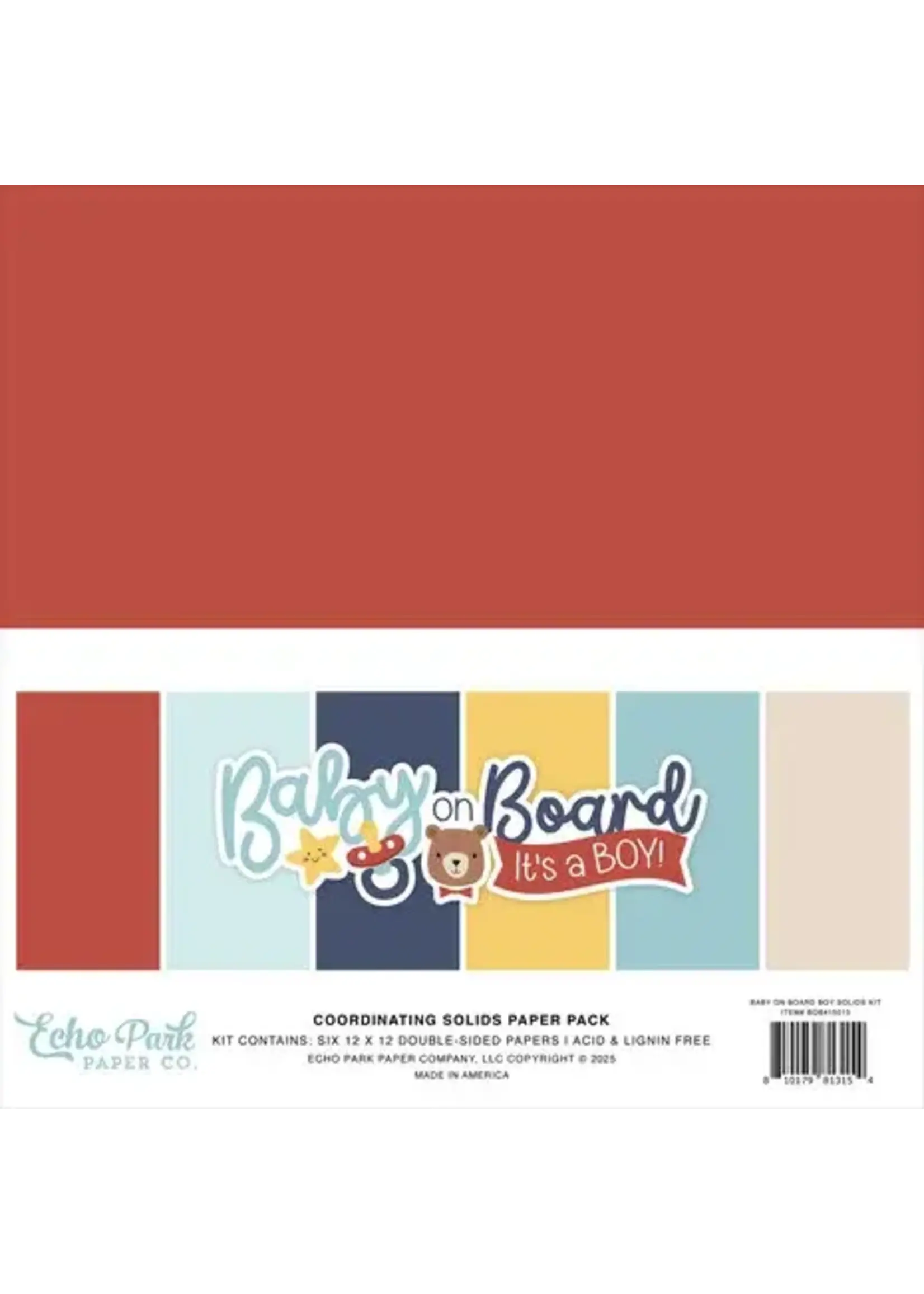 Baby On Board It's a Boy! 12x12 Inch Coordinating Solids Paper Pad (BOB415015)