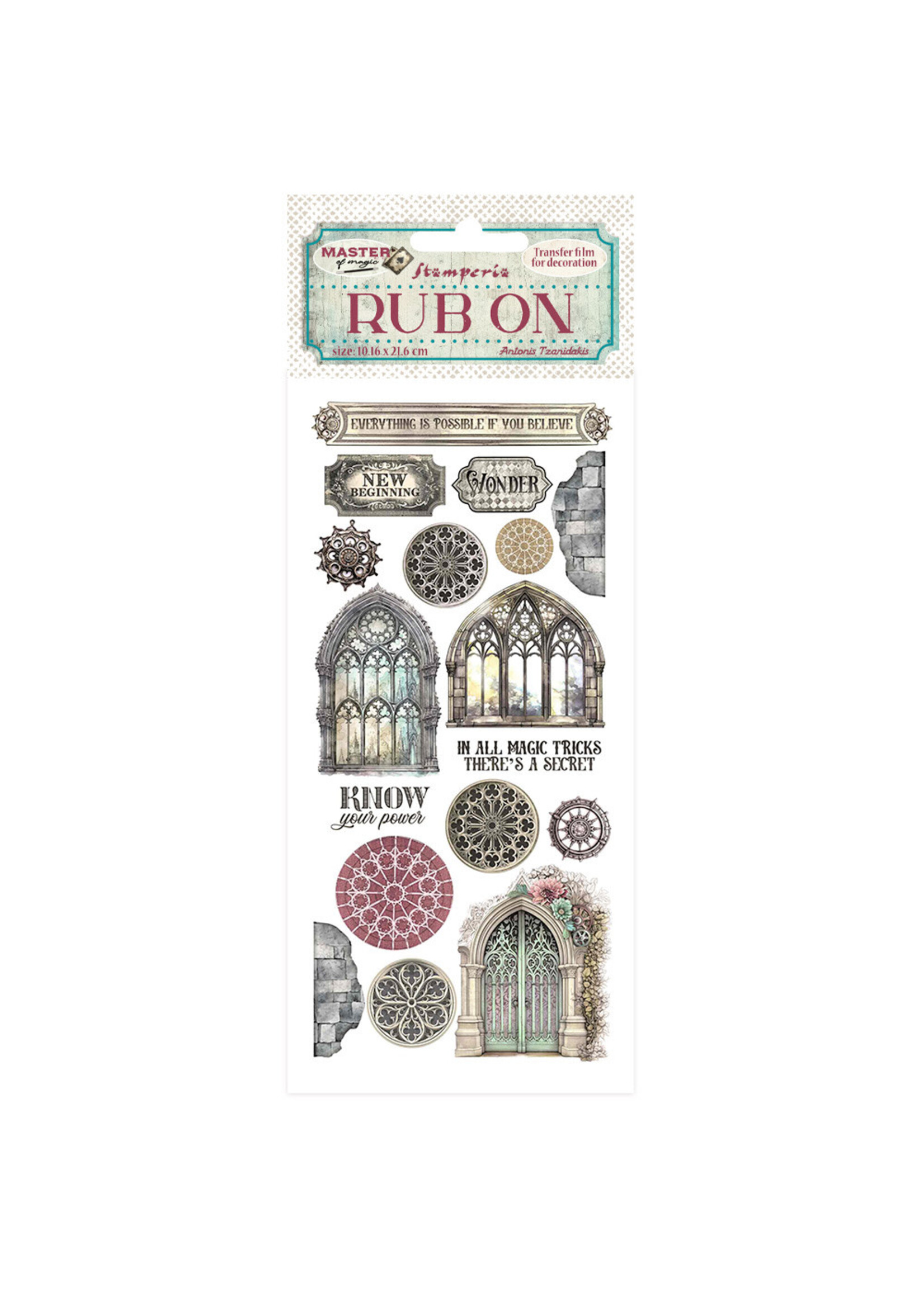 Rub-on cm 10,16x21,6 - Meester van de magische gotische ramen CME-code: DFLRB147