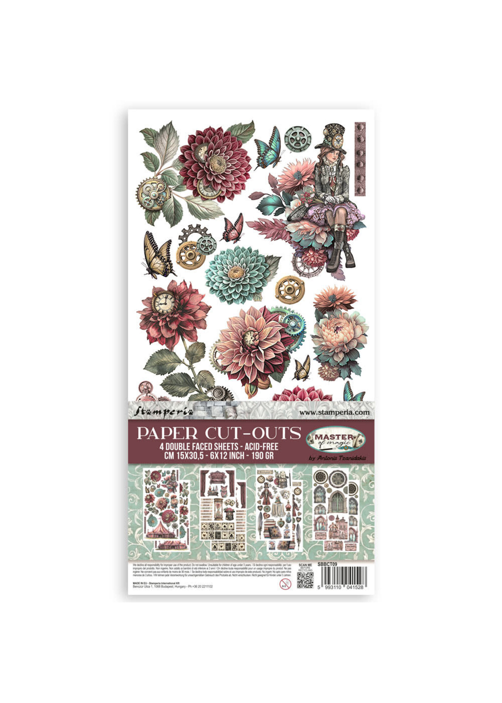 Papierknipsels Double Face - 4 vellen cm. 15x30,5 - Master of Magic CME-code: SBBCT09 4 dubbelzijdige vellen - Zuurvrij - cm 15 x 30.5 - 6" x 12" - gr 190