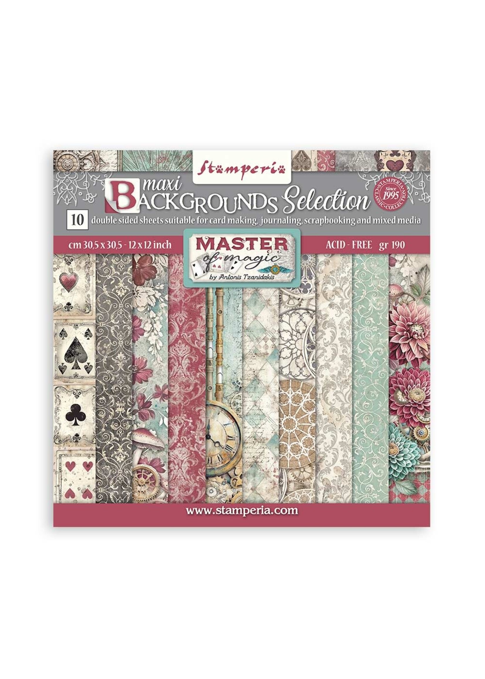 Scrapbooking Pad 10 vellen cm 30,5x30,5 (12"x12") Maxi Achtergrond selectie - Master of Magic CME-code: SBBL167