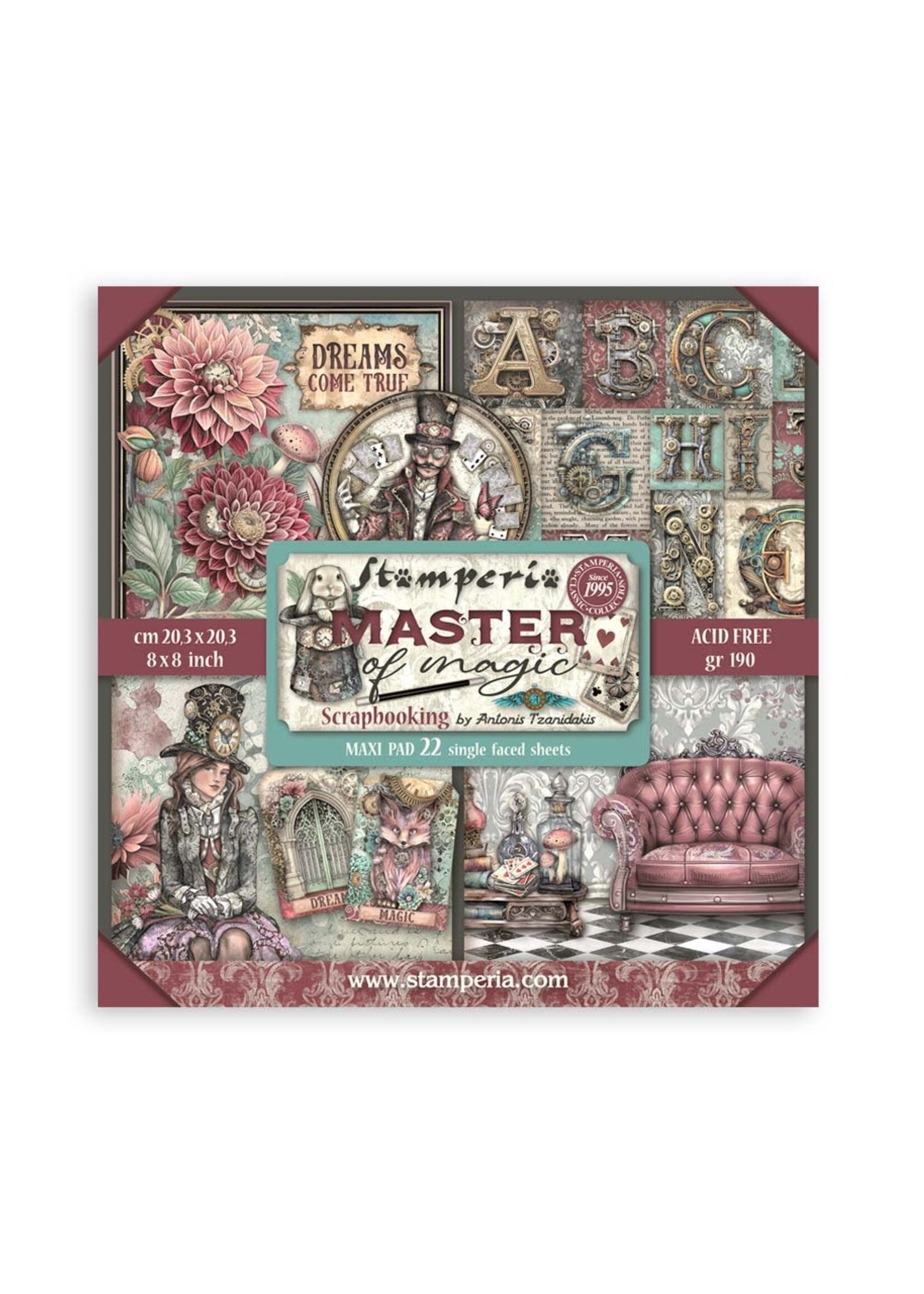 Scrapbooking Pad 22 vellen cm 20,3X20,3 (8"X8") Single Face Master of Magic CME-code: SBBSXB09