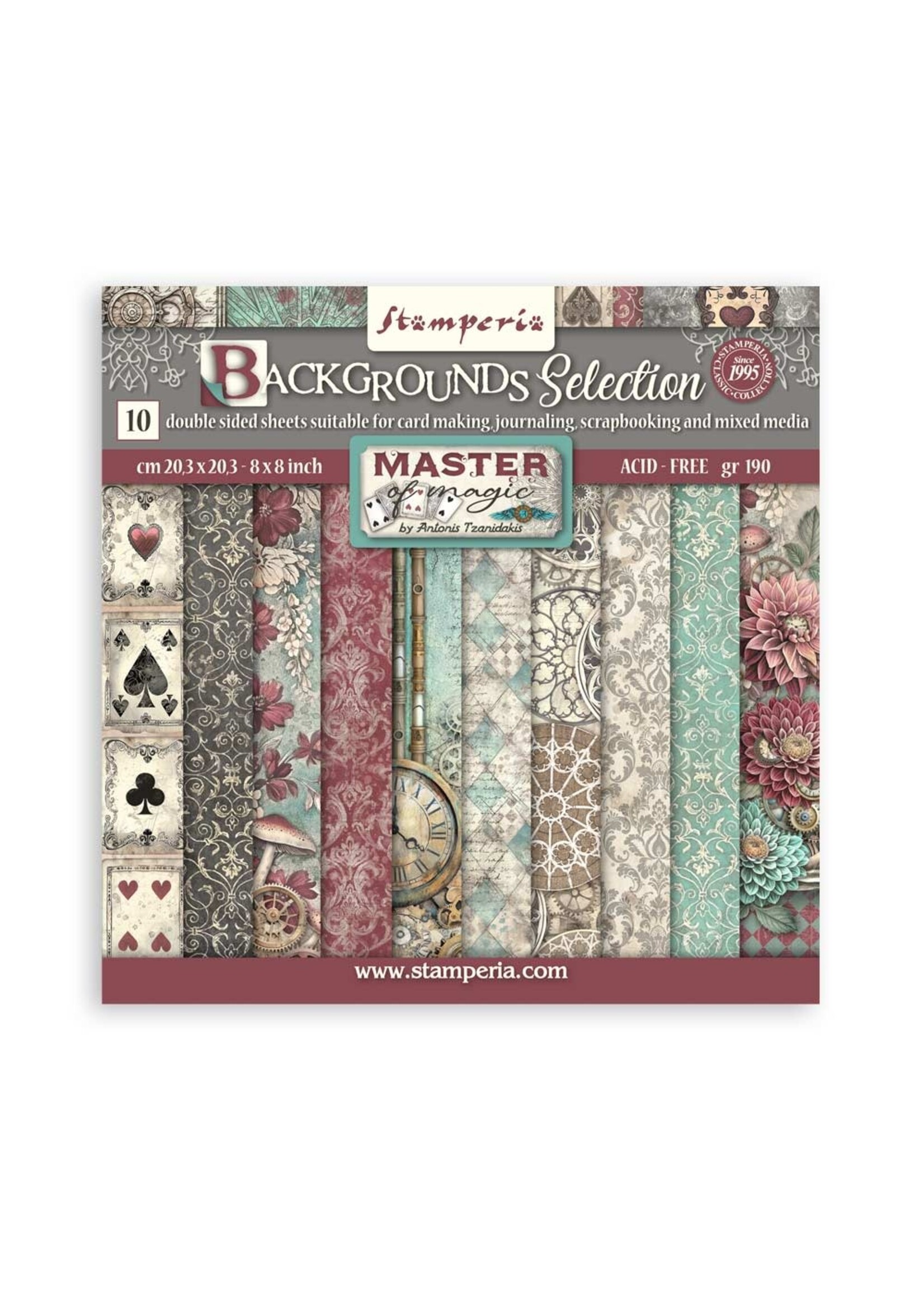 Scrapbooking Klein Blok 10 vellen cm 20,3X20,3 (8"X8") Achtergronden Selectie - Master of Magic CME-code: SBBS123