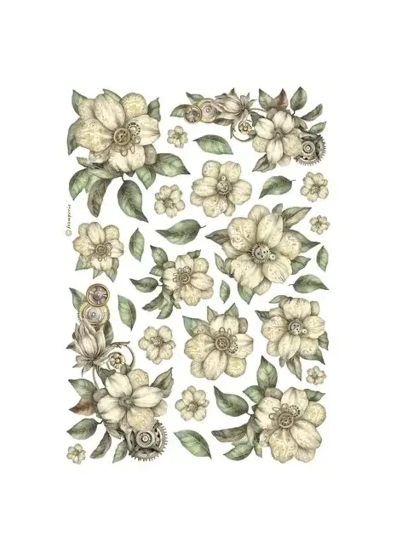 White Flowers A4 Rice Paper (1pcs) (DFSA4987)