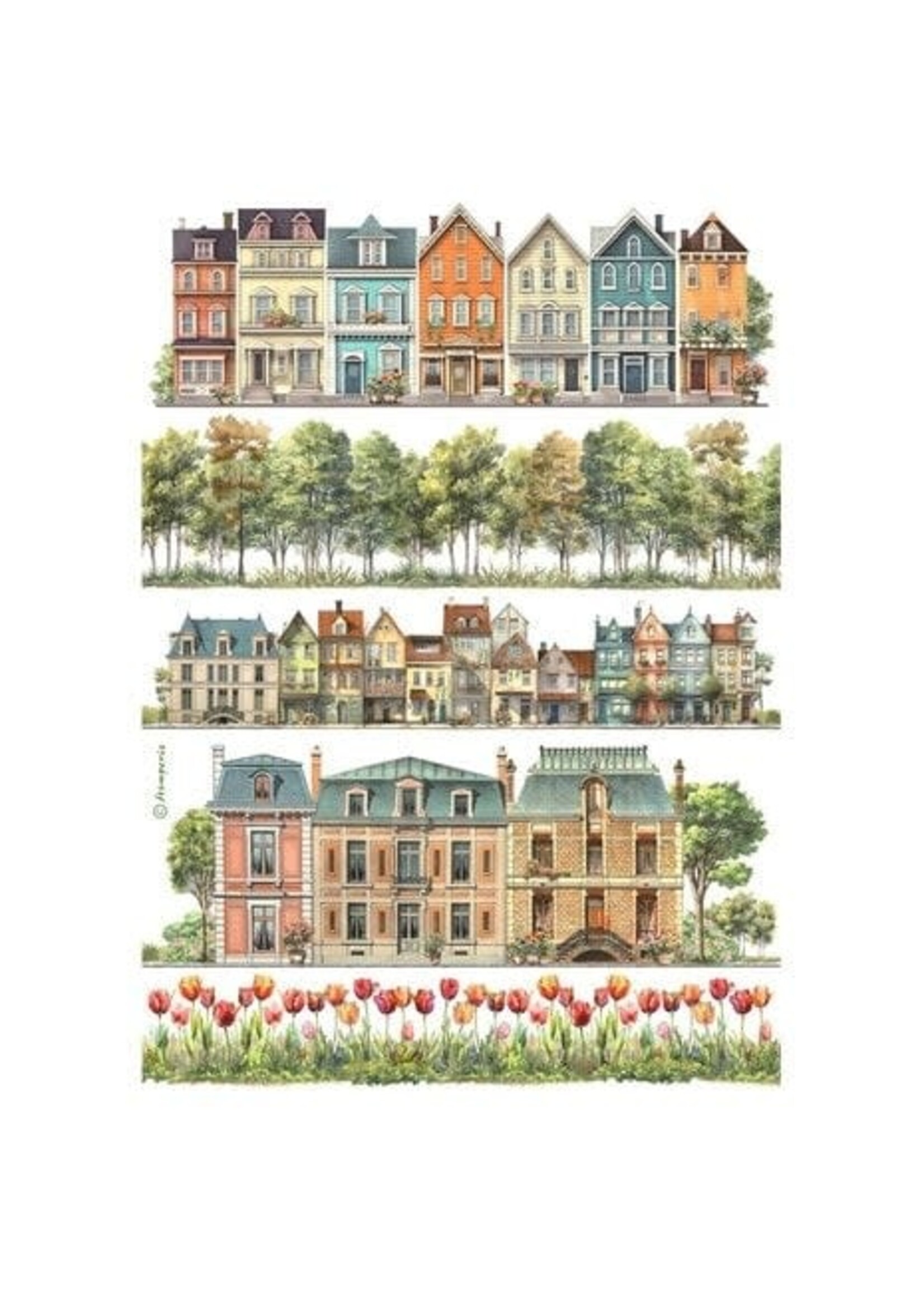Houses A4 Rice Paper (1pcs) (DFSA4989)