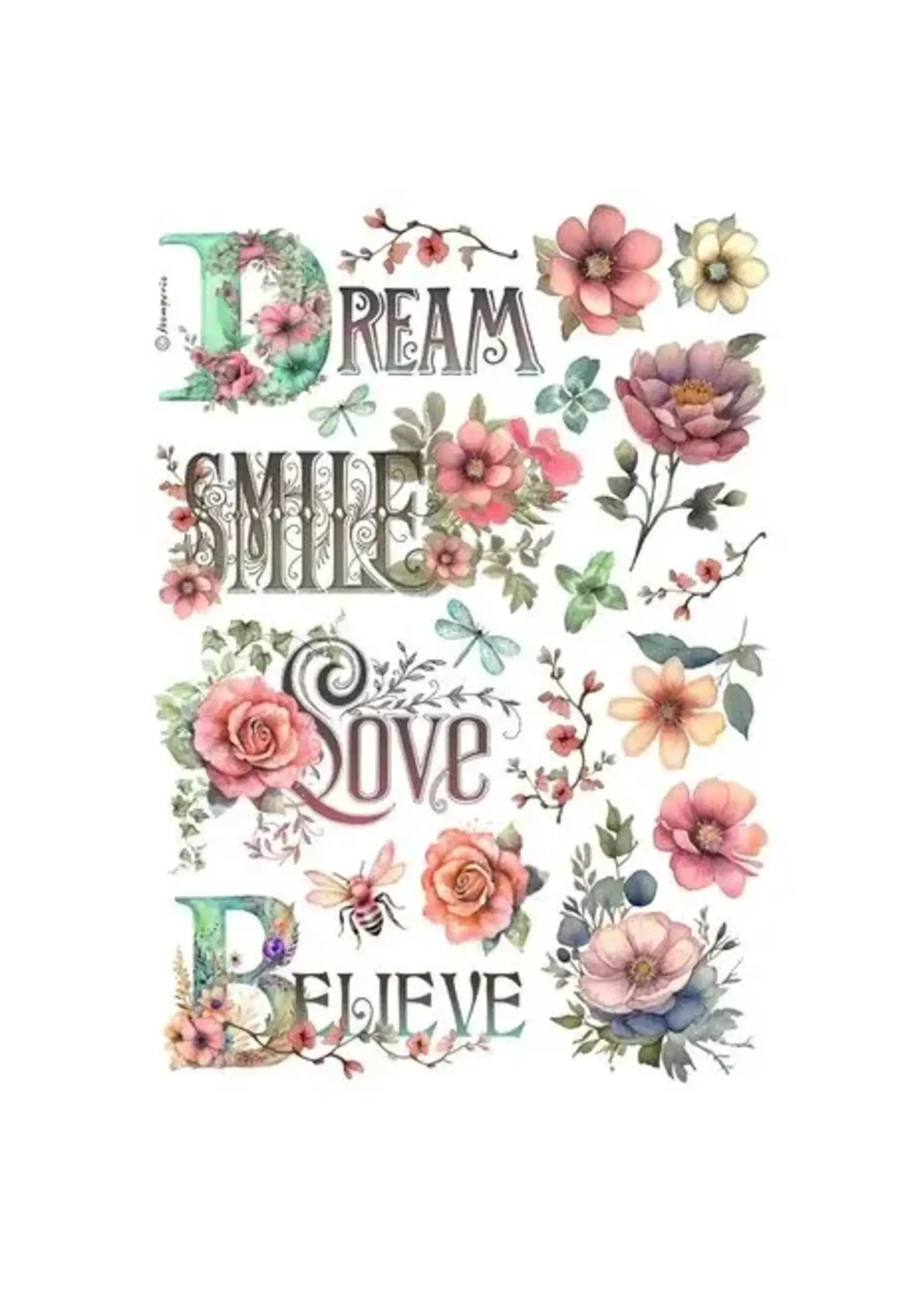 Dream, Smile, Love, Believe A4 Rice Paper (1pcs) (DFSA4992)
