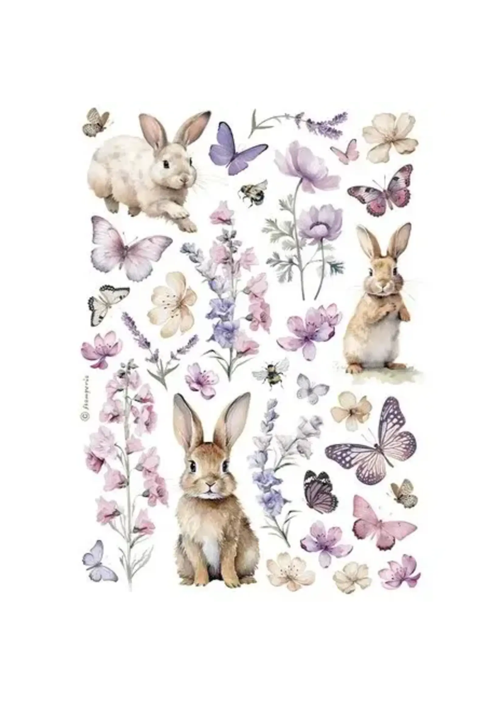 Bunny and Buttlerfly A4 Rice Paper (1pcs) (DFSA4994)