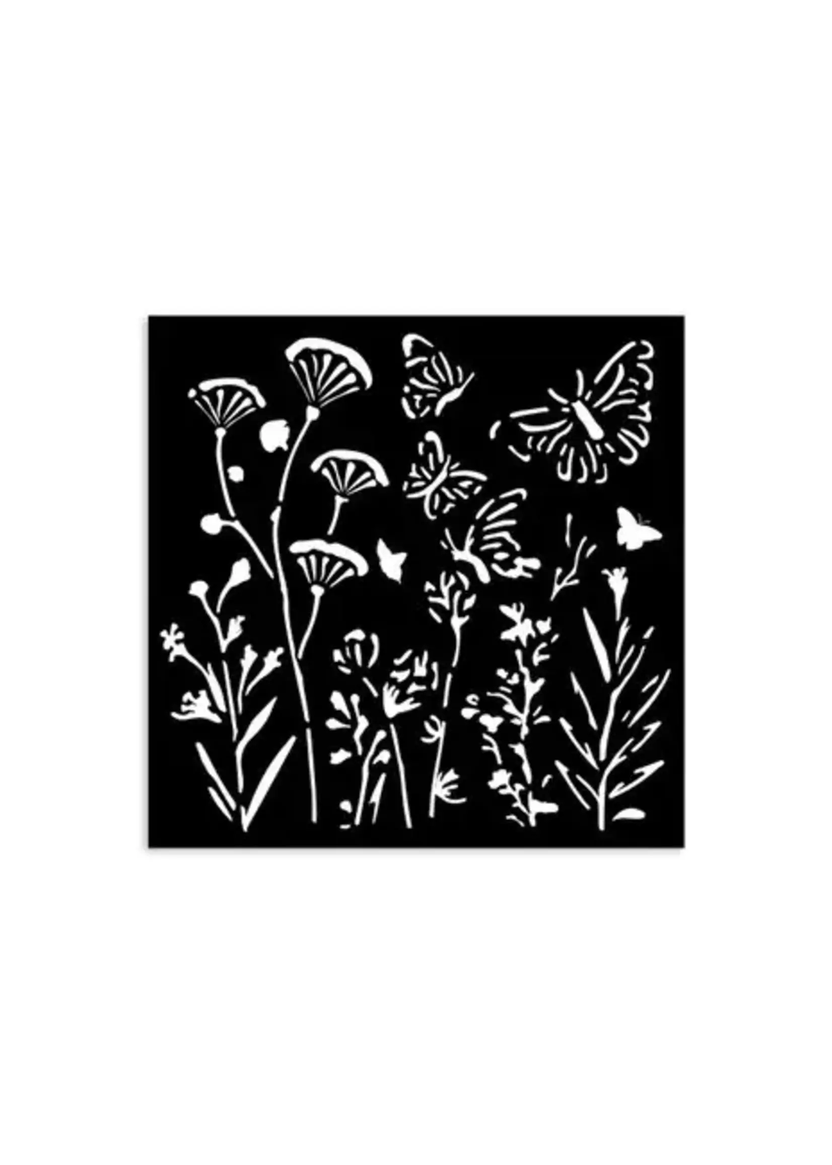 Poppies and Butterfly Thick Stencil 12x12cm (KSTDS16)