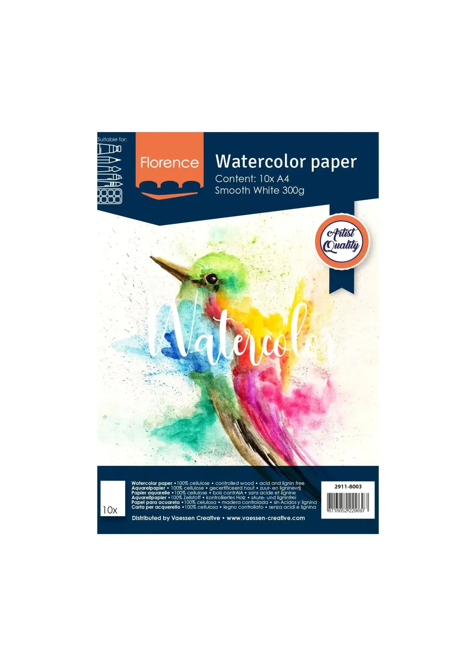 Florence • Aquarelpapier 300g Glad A4 Wit 10x Florence2911-8003