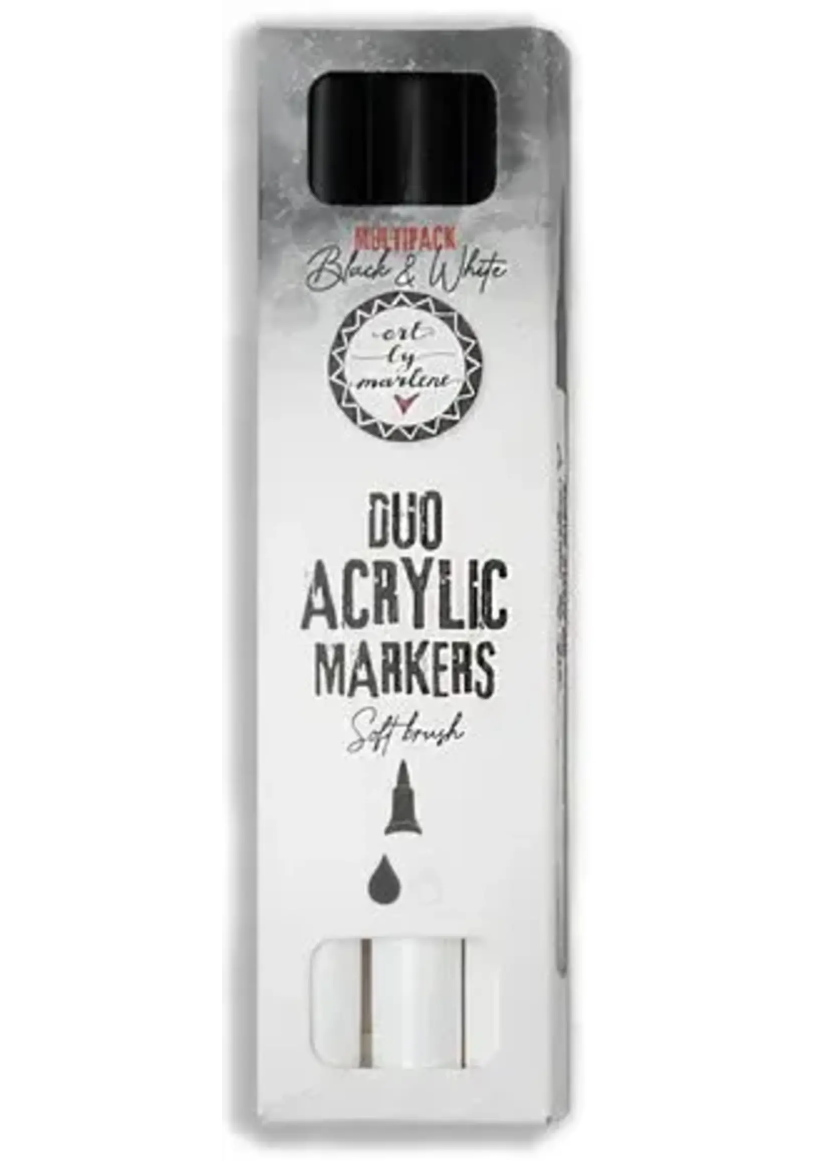 Duo Acrylic Markers Black And White - Soft Brush - Multipack (ABM-ES-MARK25)