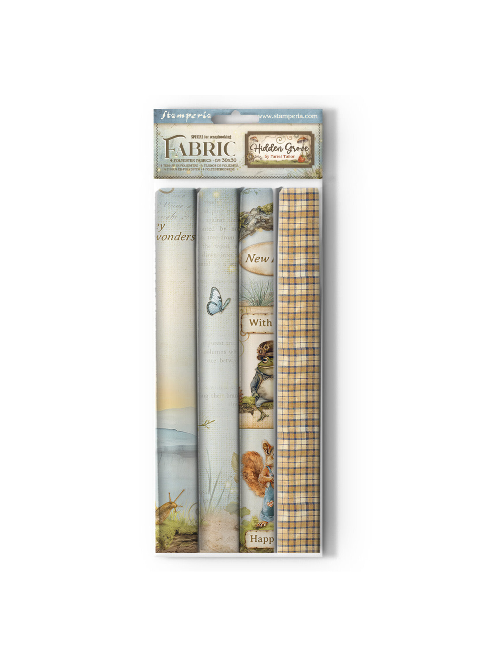 Pak met 4 vellen stof cm 30x30 - Hidden Grove CME-code: SBPLT43