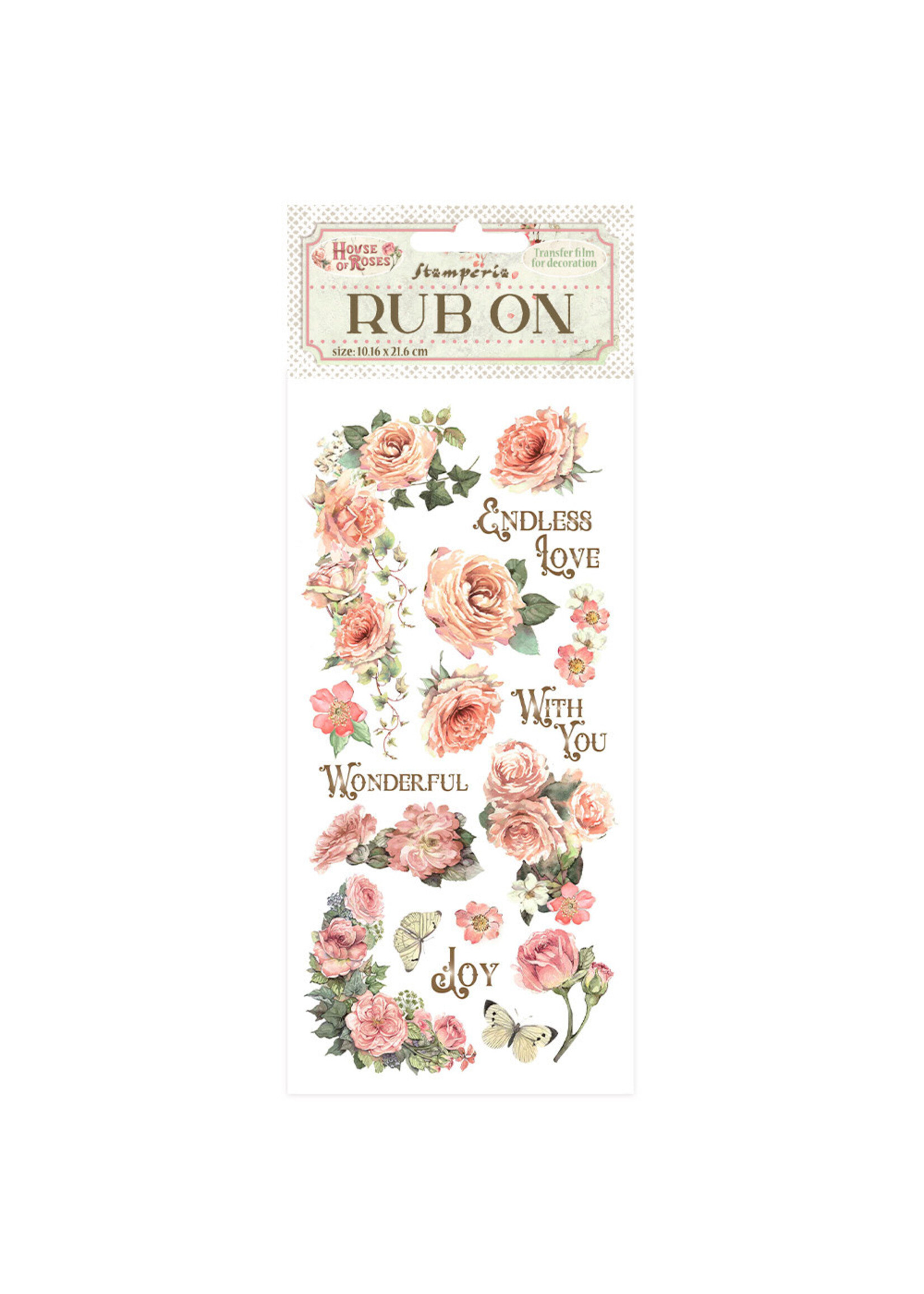 Rub-on cm 10,16x21,6 - Huis van Rozen geschriften en rozen CME-code: DFLRB152
