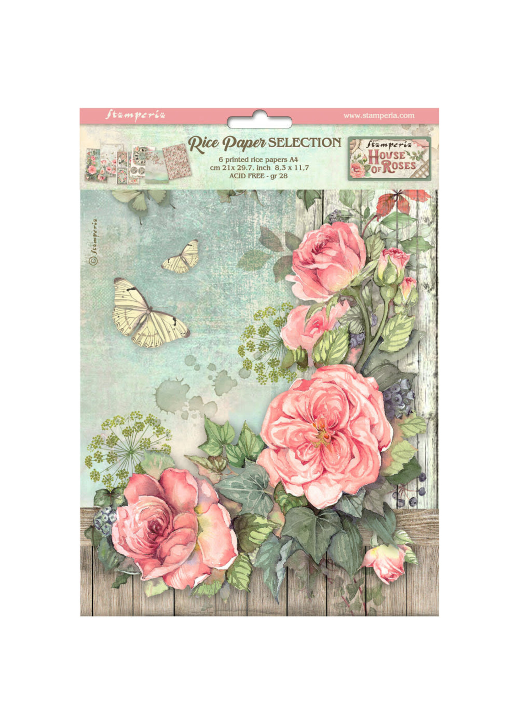 Selectie 6 Rijstpapier A4 - House of Roses CME-code: DFSA4XHR