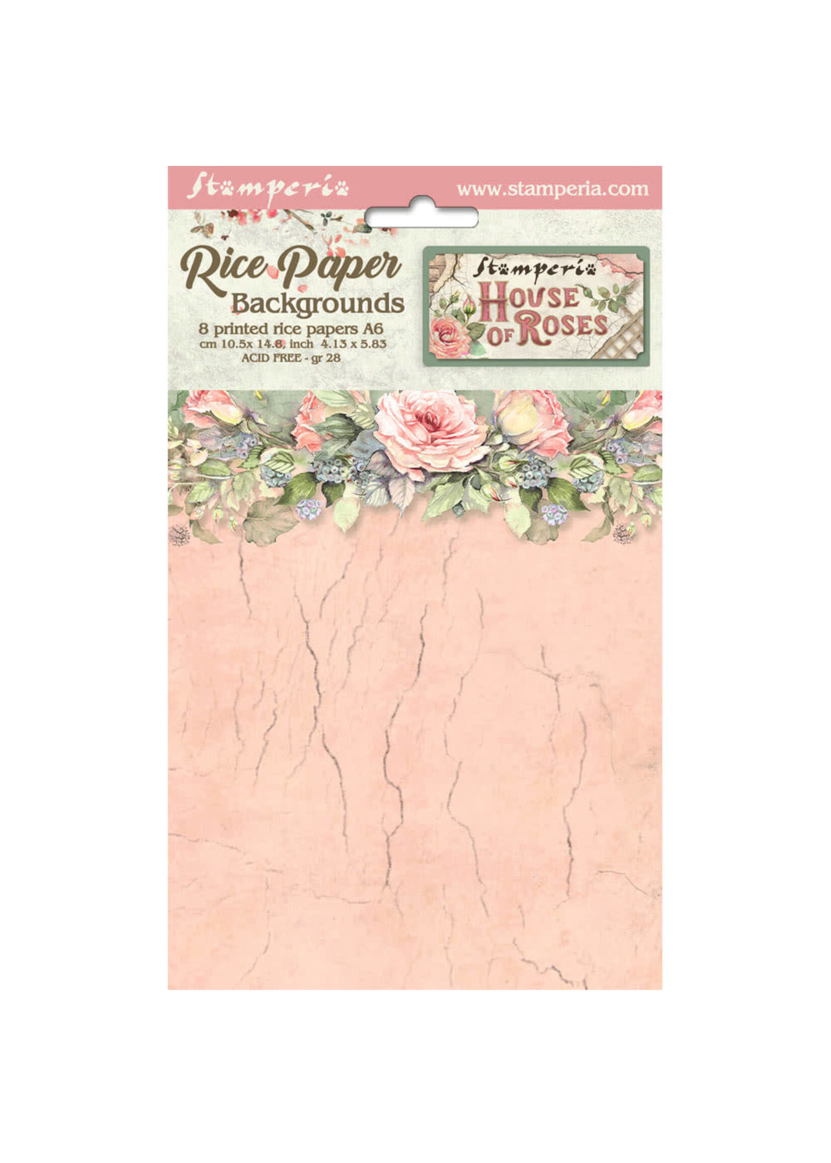 Selectie 8 Rijstpapier A6 achtergronden - House of Roses CME-code: DFSAK6039