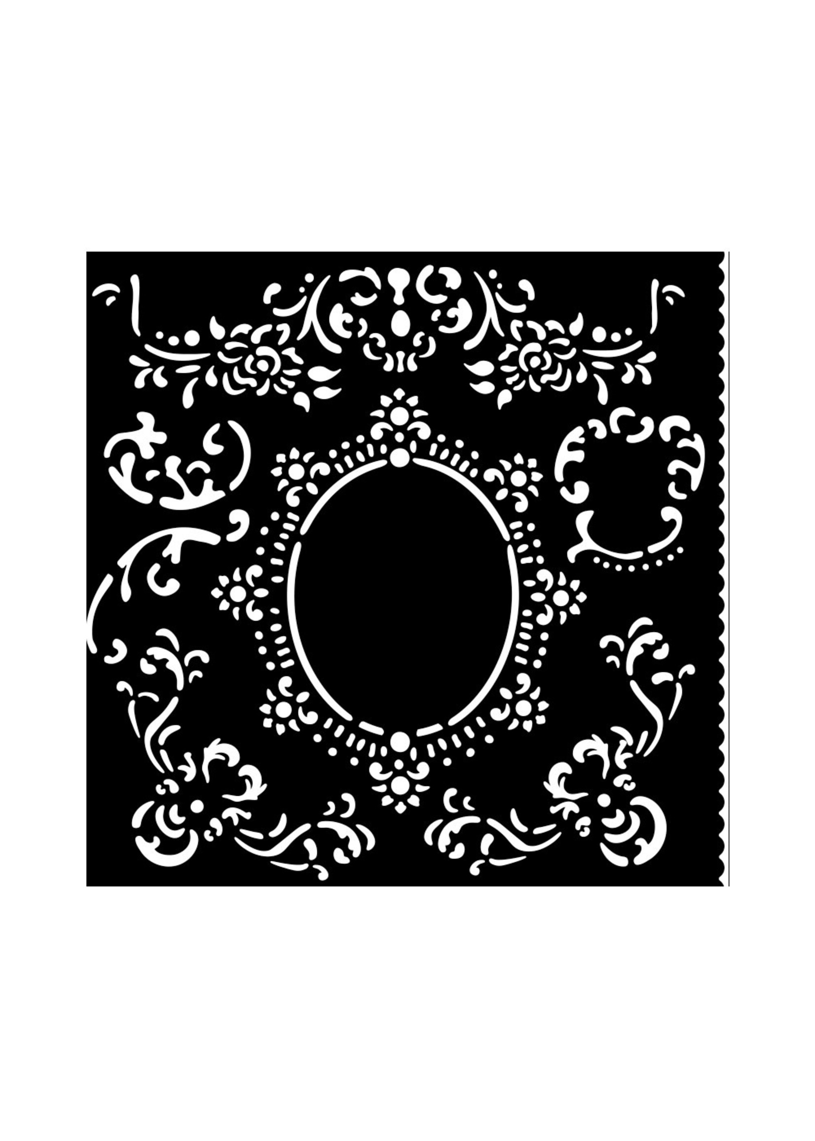 sjabloon cm 18X18 - House of Roses rand met frame CME-code: KSTDQ121