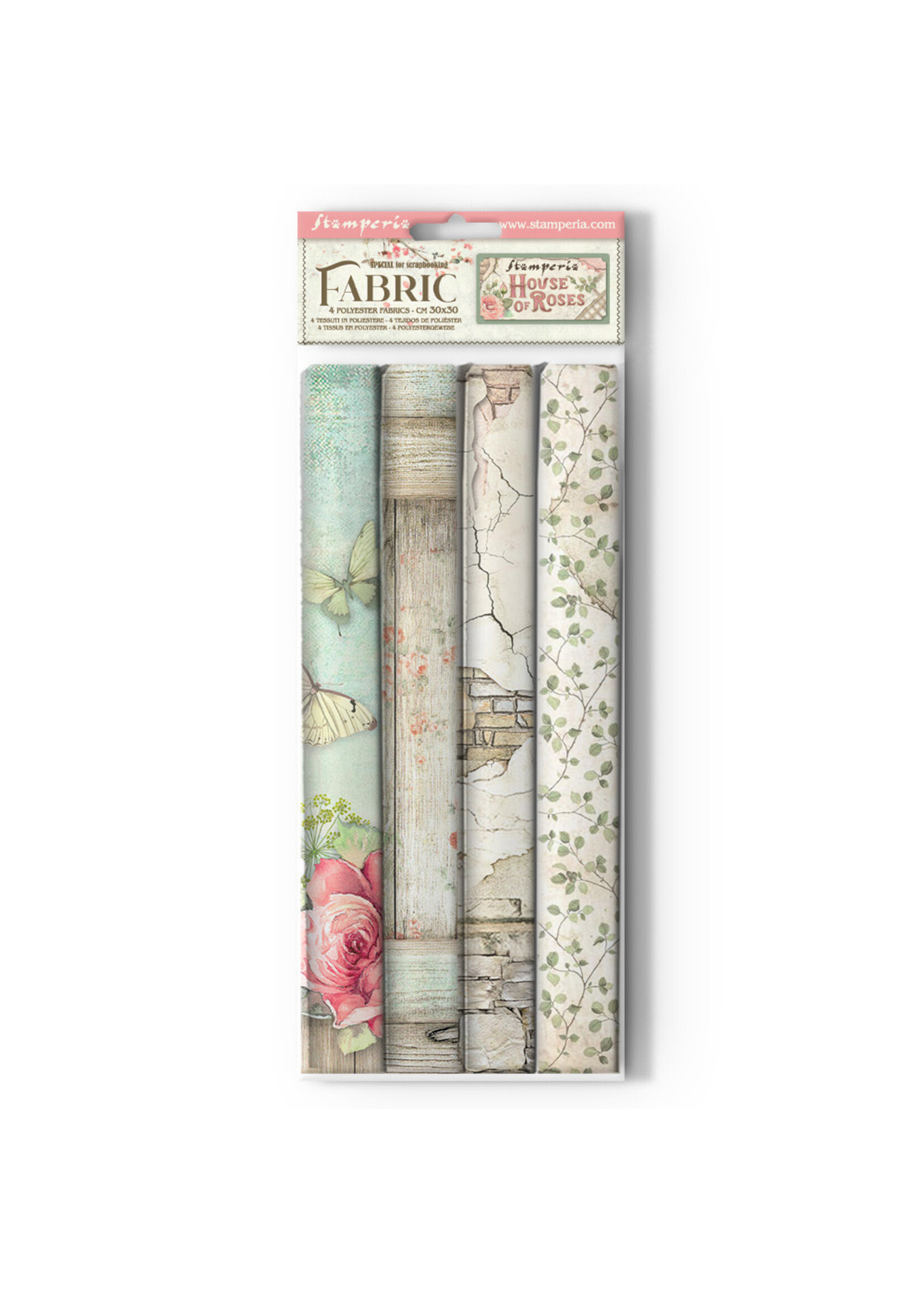 Pak met  4 vellen stof cm 30x30 - House of Roses CME-code: SBPLT44
