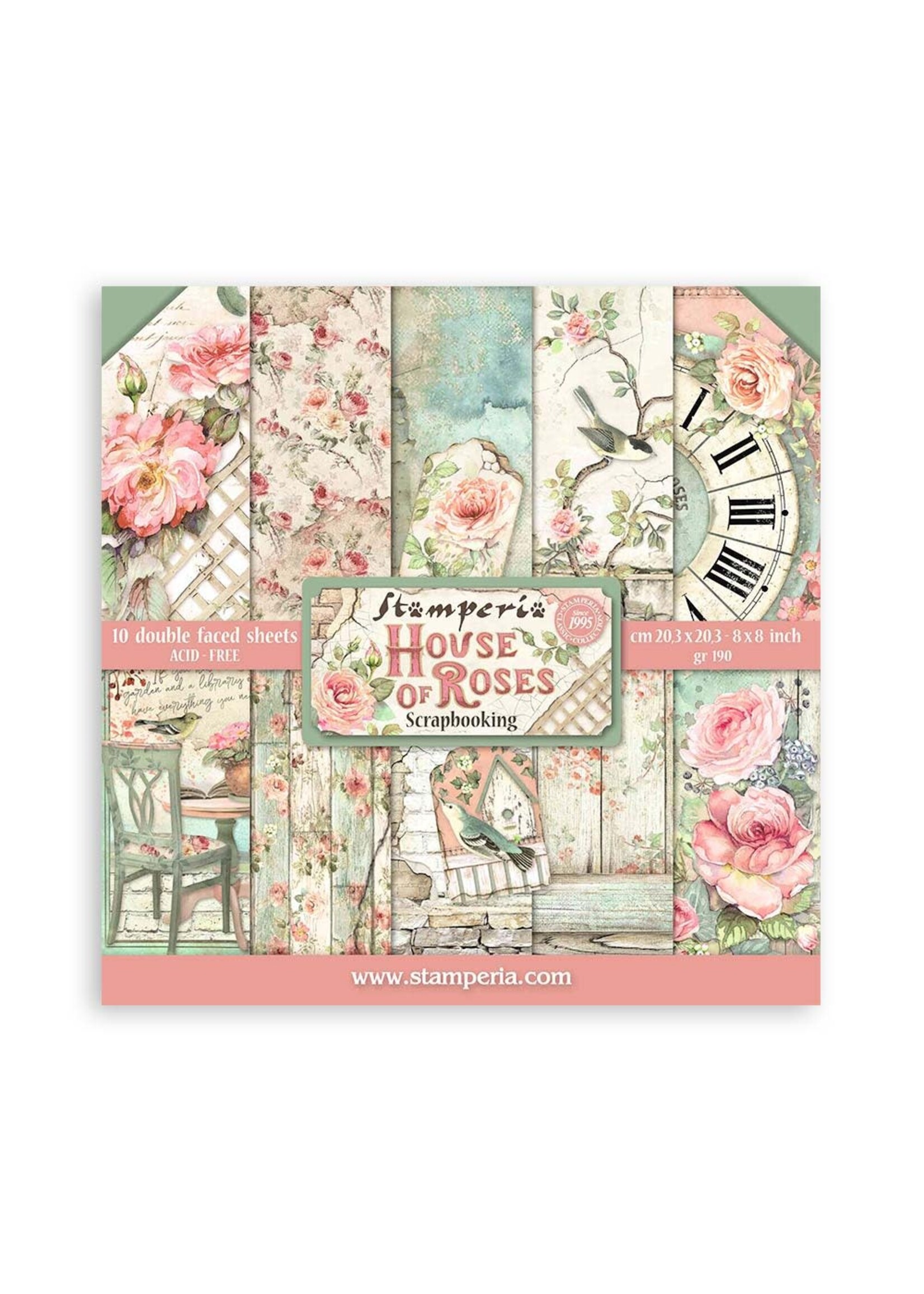 Scrapbooking Small Pad 10 vellen cm 20,3X20,3 (8"X8") - House of Roses CME-code: SBBS08