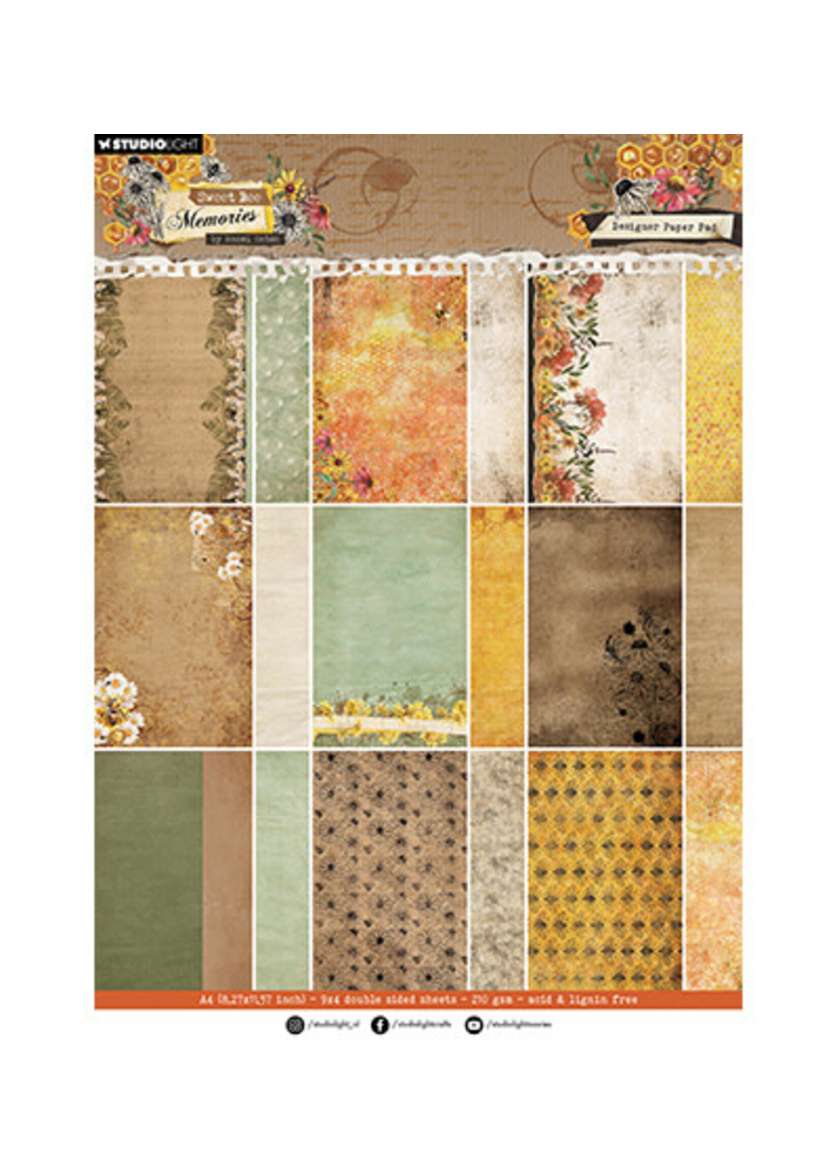 HE-SB-DCPP286 - Paper Pad Background Sweet Bee Memories nr.286