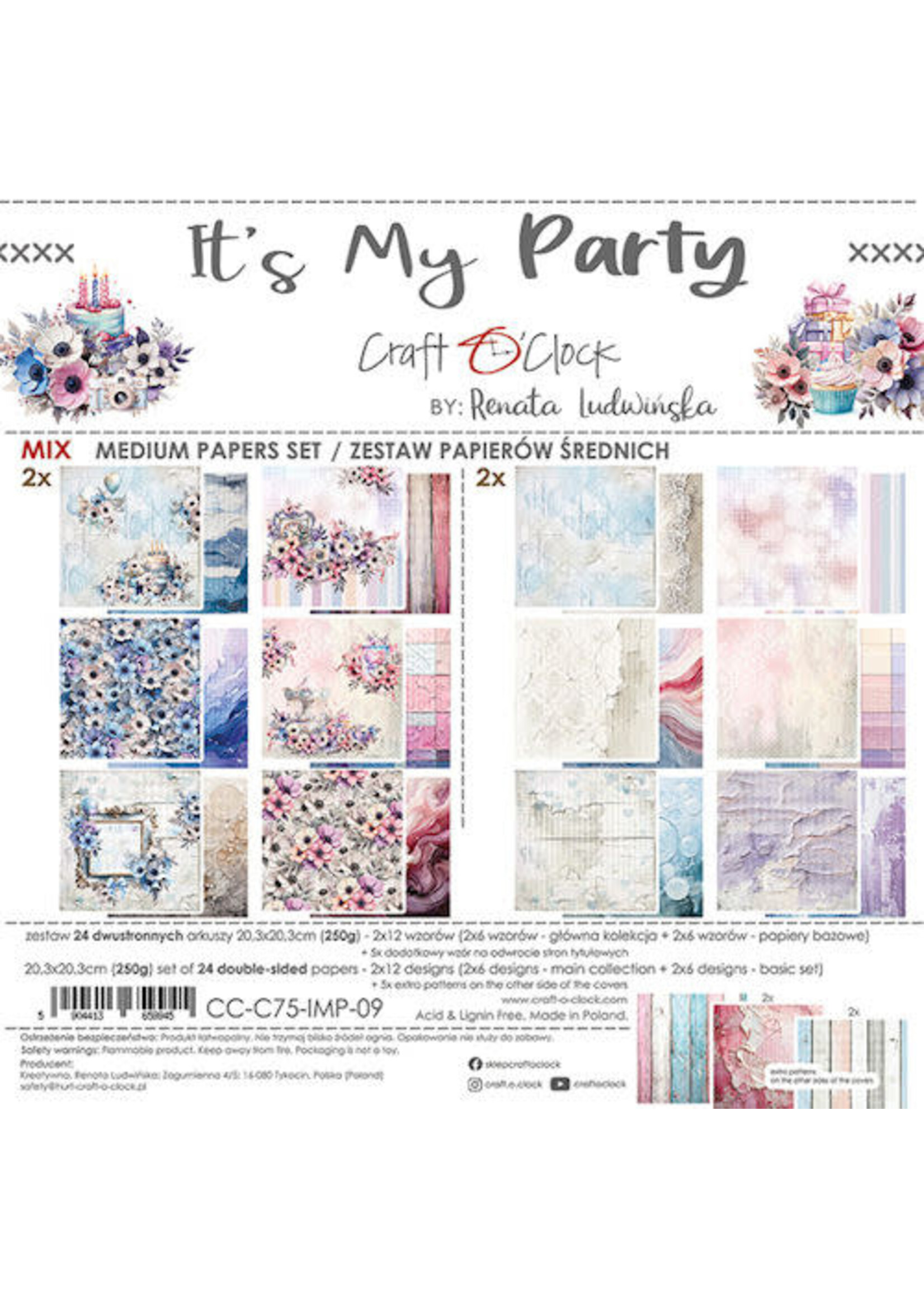 Set of Mix Papers 20x20 cm It's my Party