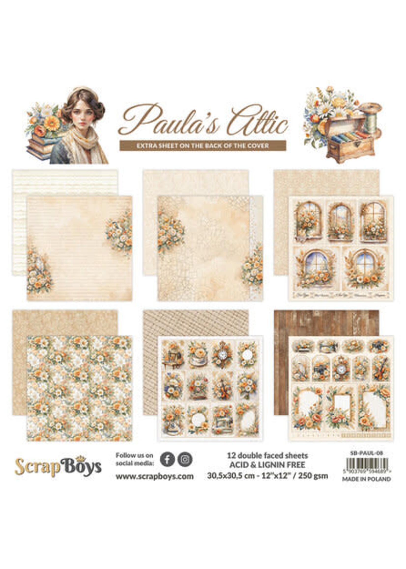 Paula's Attic 12x12 Inch Paper Pad (SB-PAUL-08)