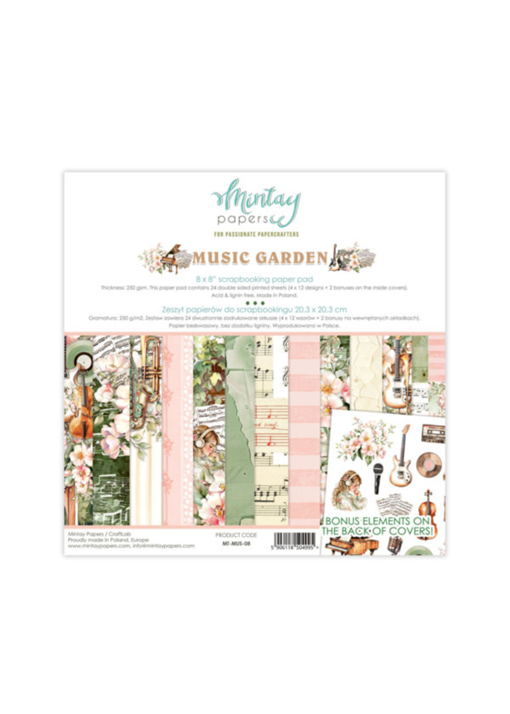 8 x 8 Paper Pad - Muziek Tuin