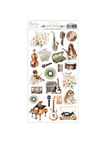 6 x 12 Papieren Stickers - Muziektuin - Elementen