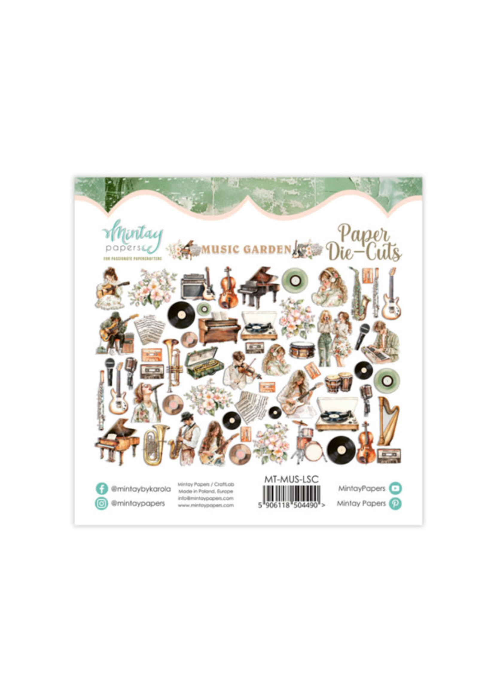 Papier stansvormen - Music Garden, 60 stuks