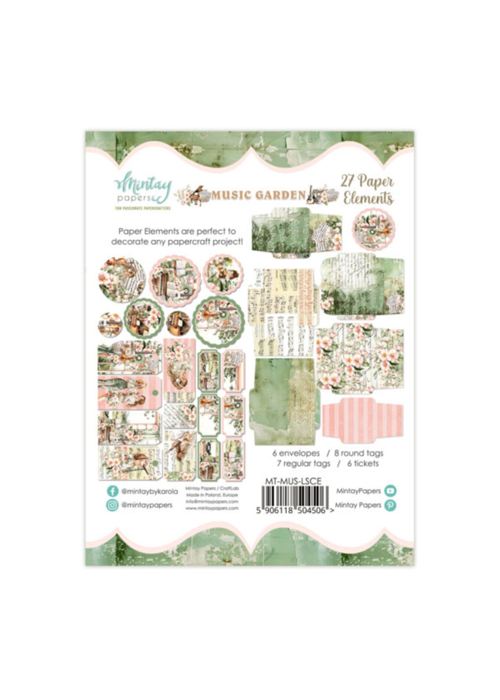 Papieren Elementen - Muziektuin, 27 stuks