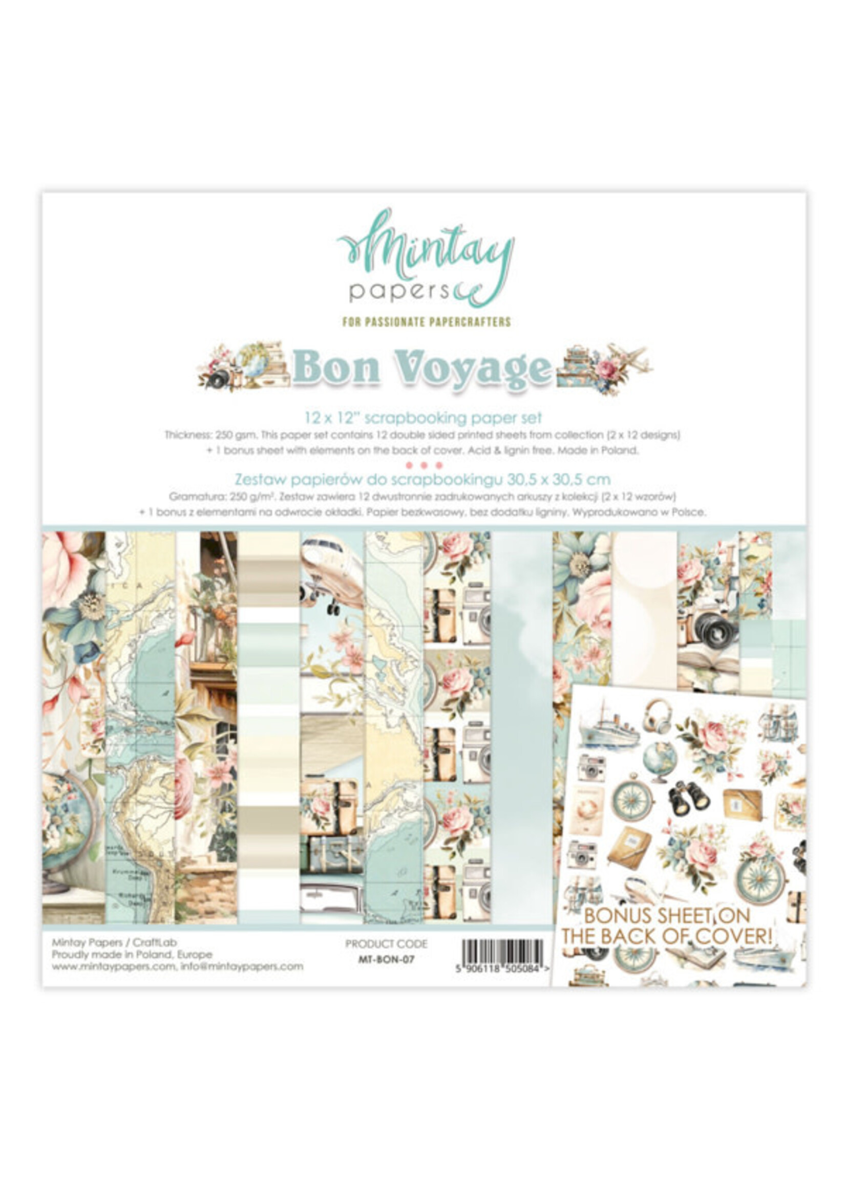 12 x 12 Papierset - Bon Voyage