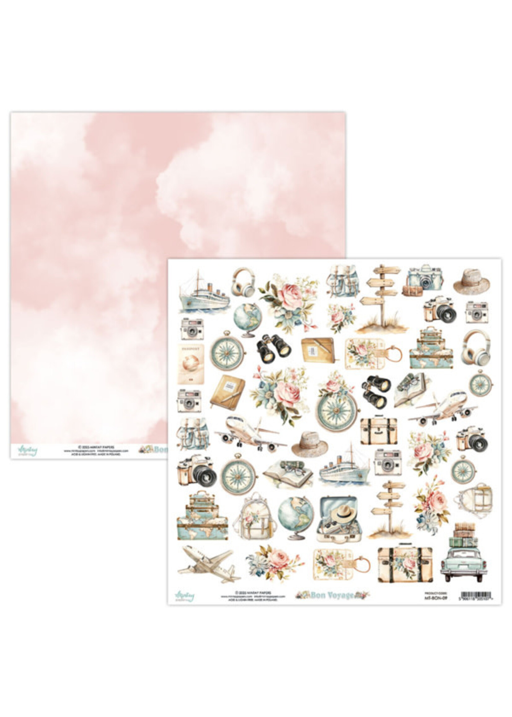 12 x 12 Elementen Papier - Bon Voyage
