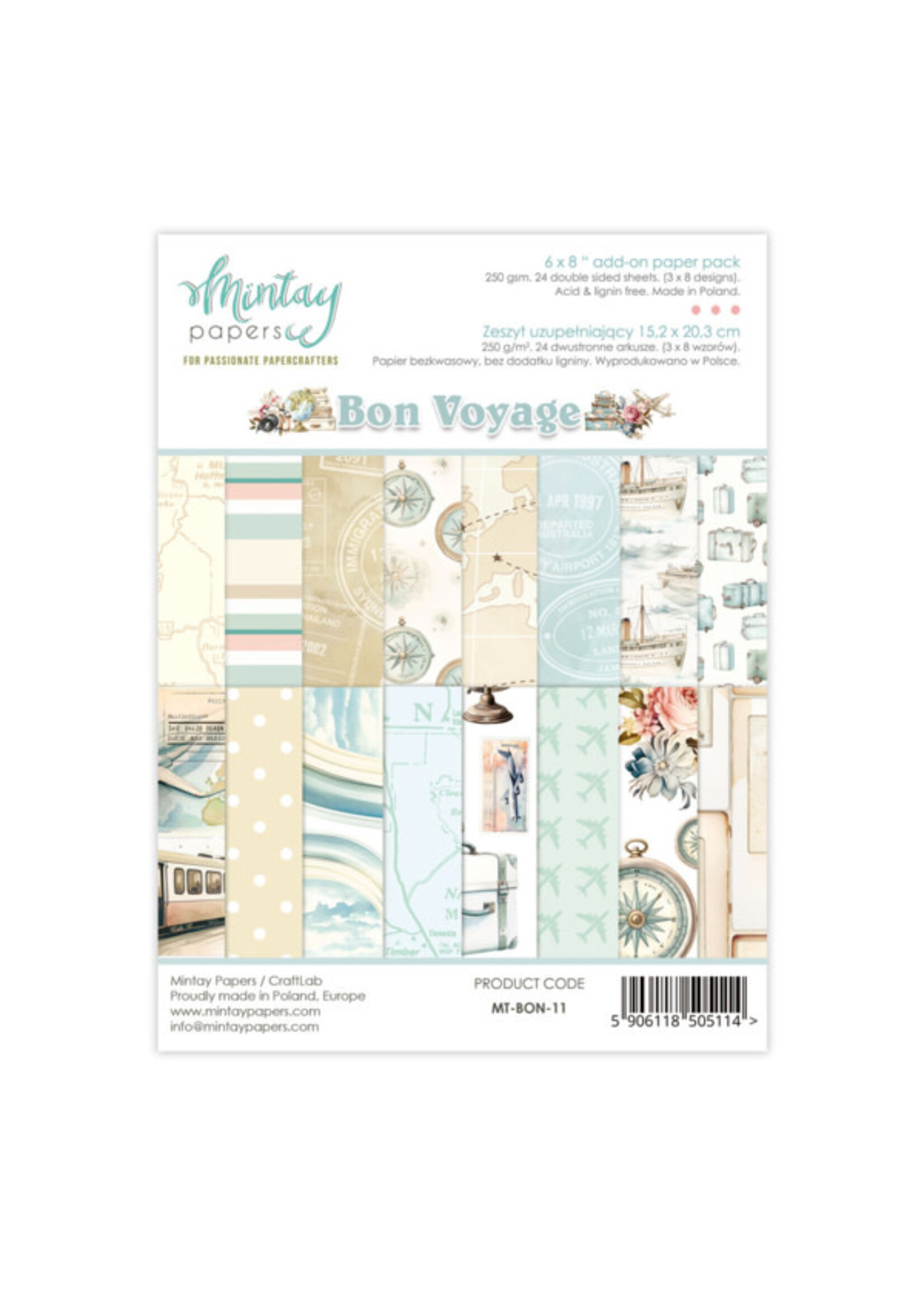 6 x 8 extra papierblok - Bon Voyage