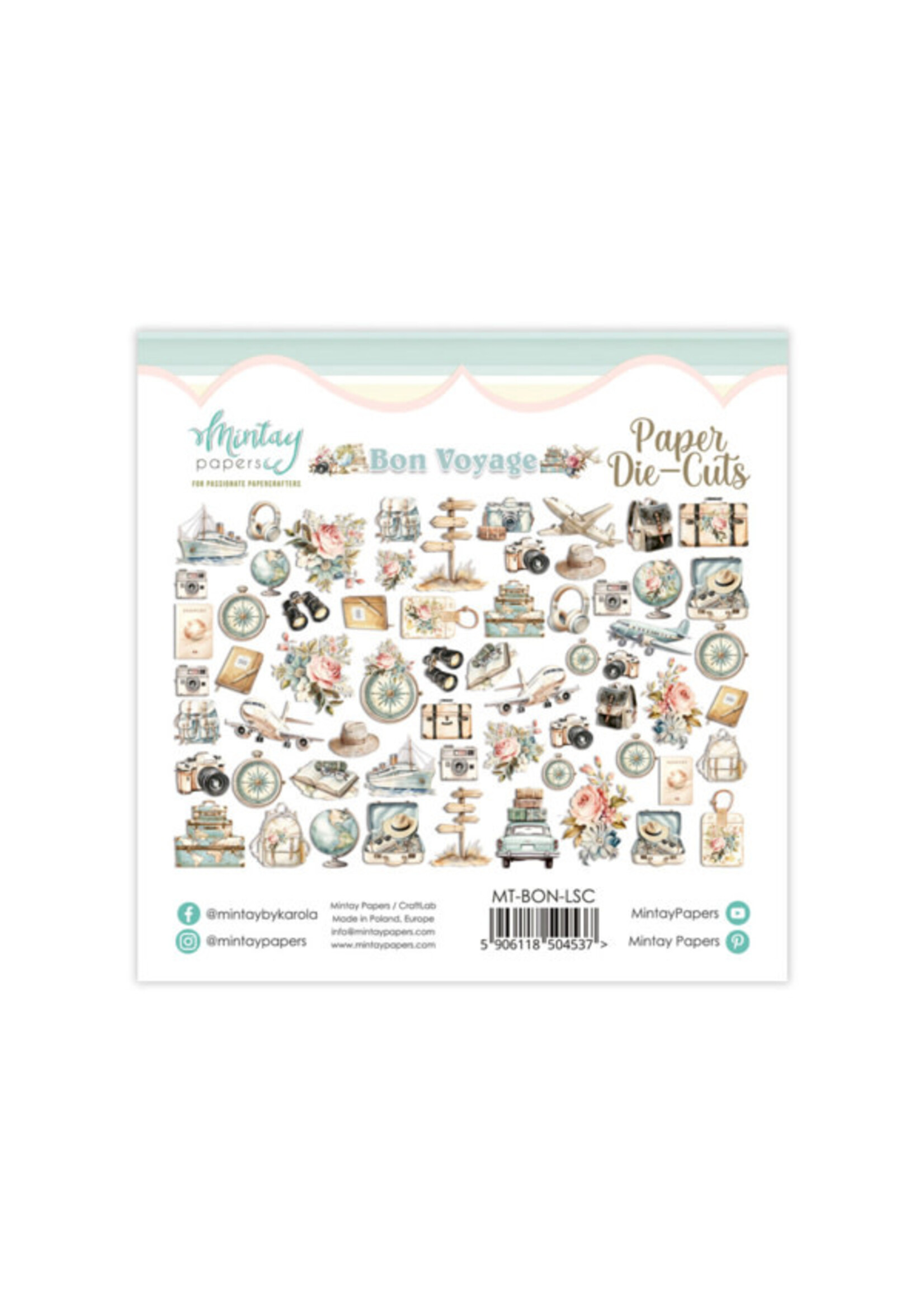 Papier stansvormen - Bon Voyage, 60 stuks