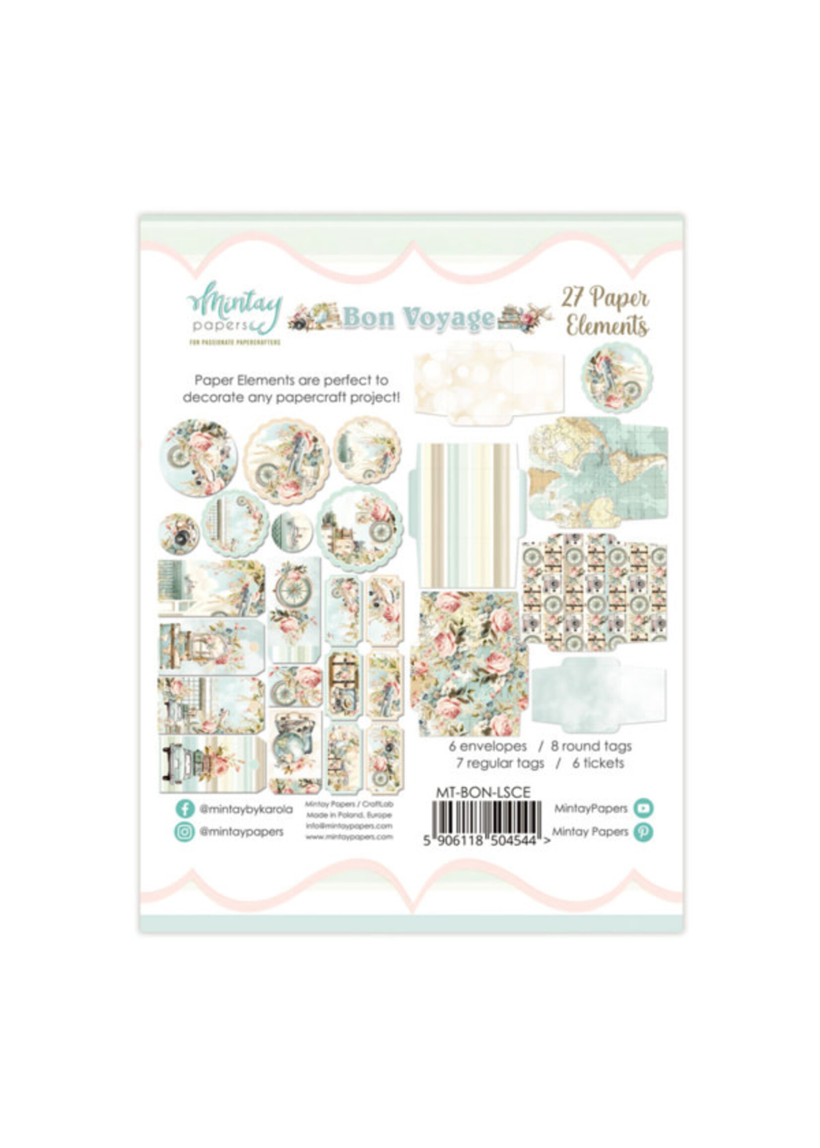 Papieren Elementen - Bon Voyage, 27 stuks