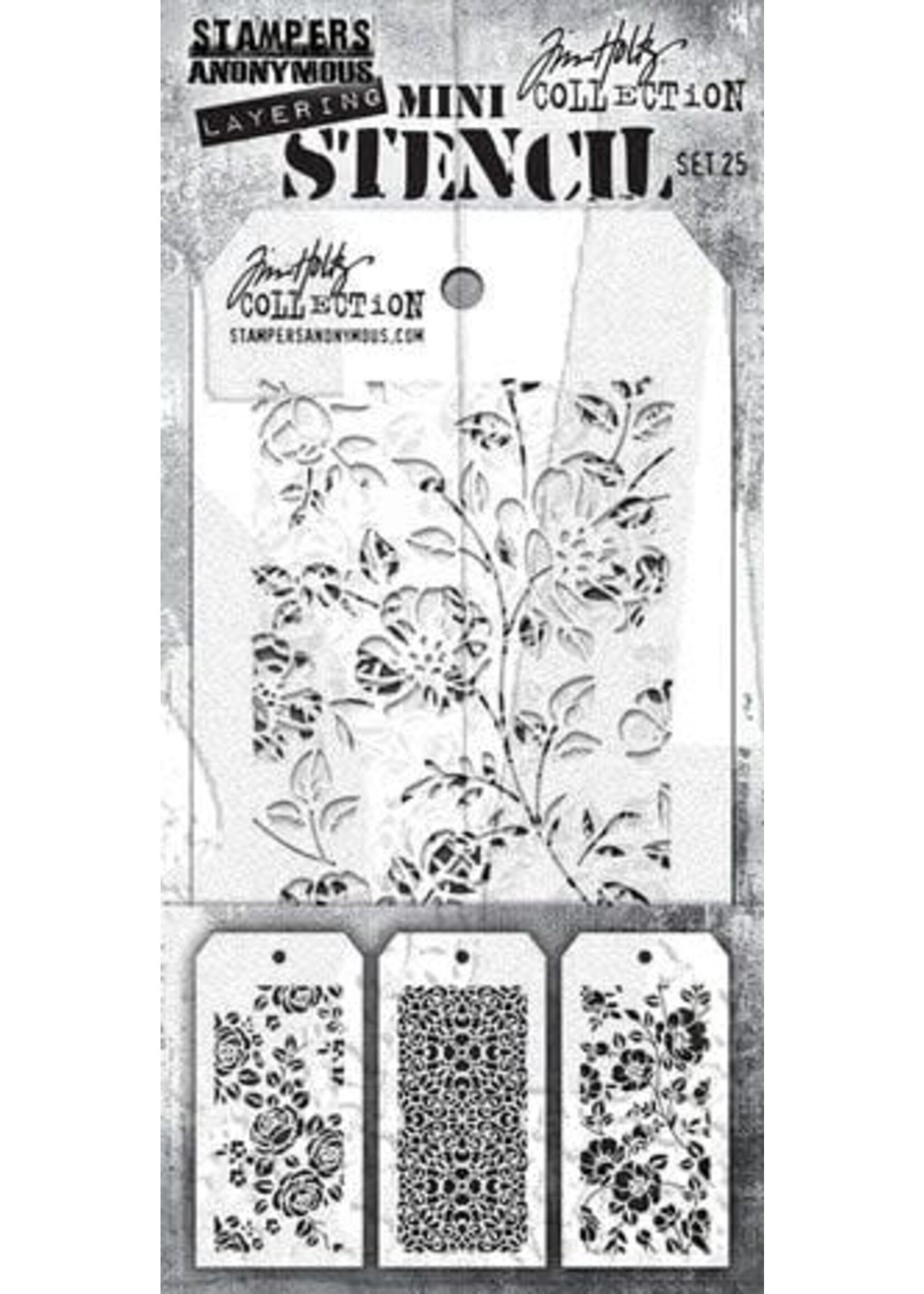 Set #25 Tim Holtz Layering Mini Stencil (3pcs) (THMST025)