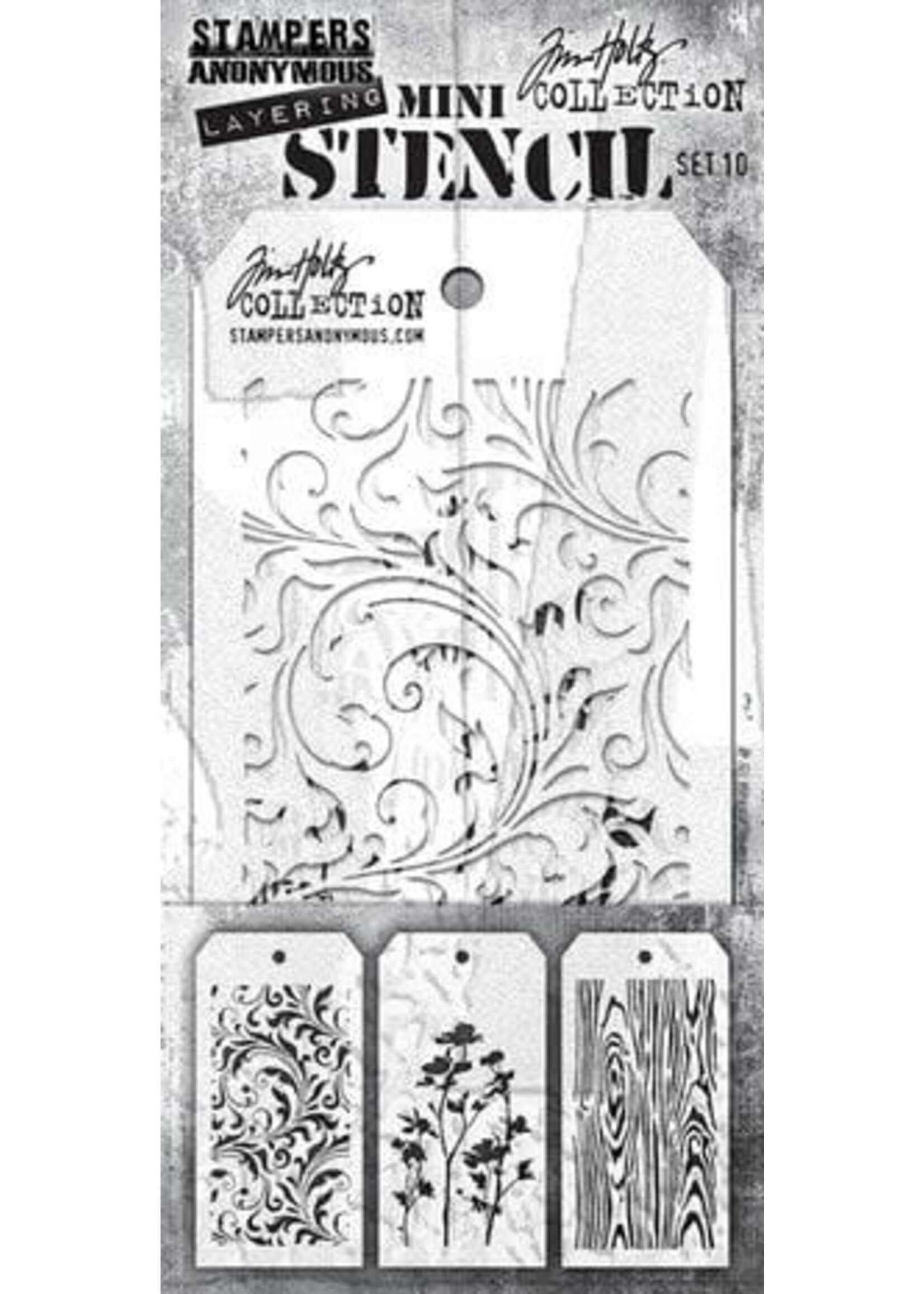 Set #10 Tim Holtz Layering Mini Stencil (3pcs) (THMST010)