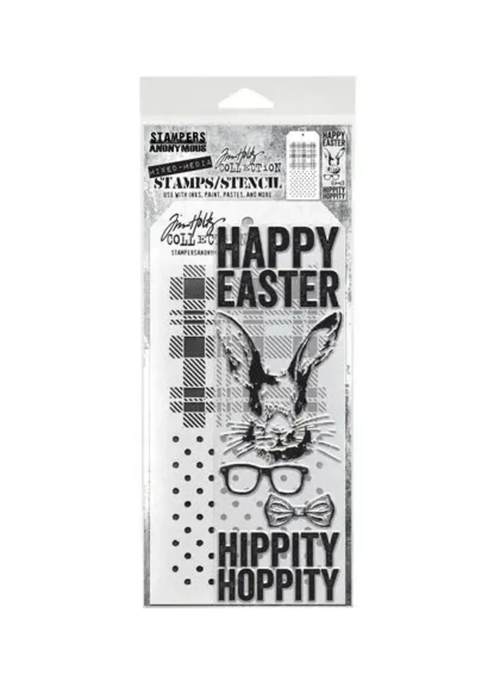 Hipster Bunny Tim Holtz Clear Stamp and Stencil (THMM164)