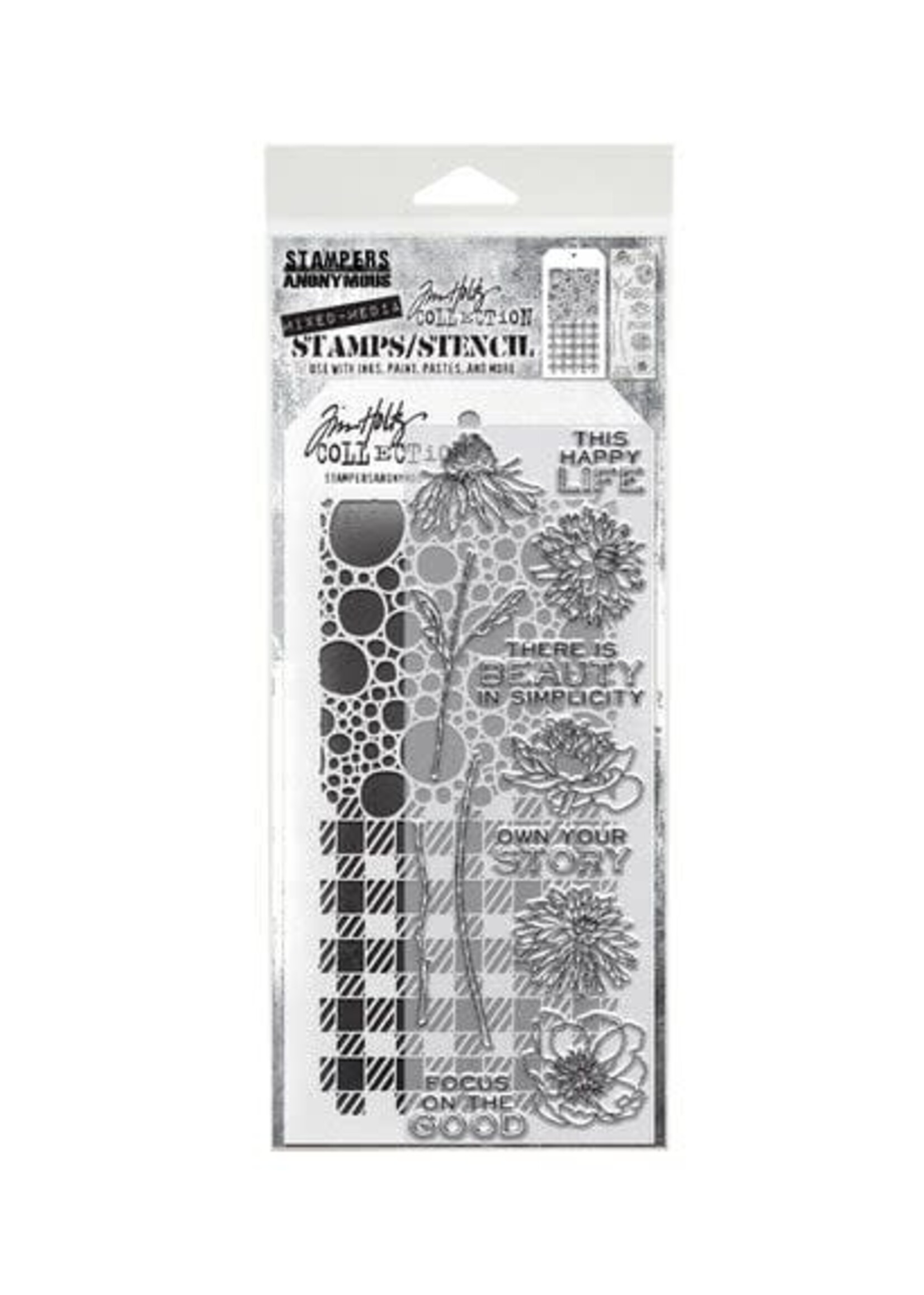 Mixed Media #24 Tim Holtz Clear Stamp and Stencil (THMM124)