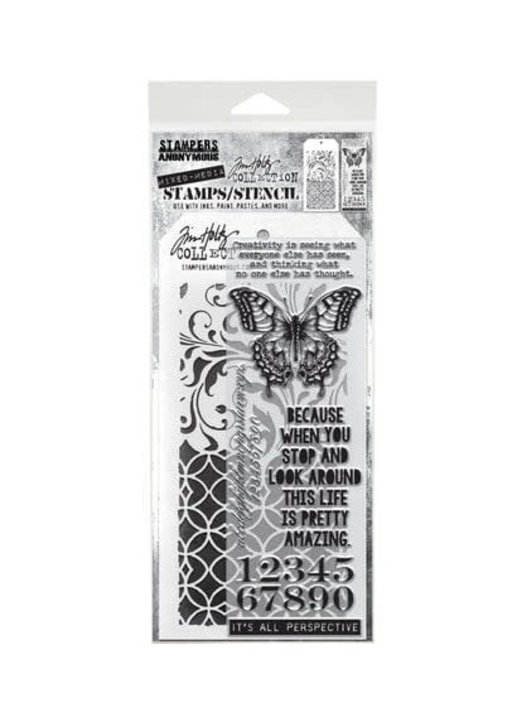 Mixed Media #15 Tim Holtz Clear Stamp and Stencil (THMM115)